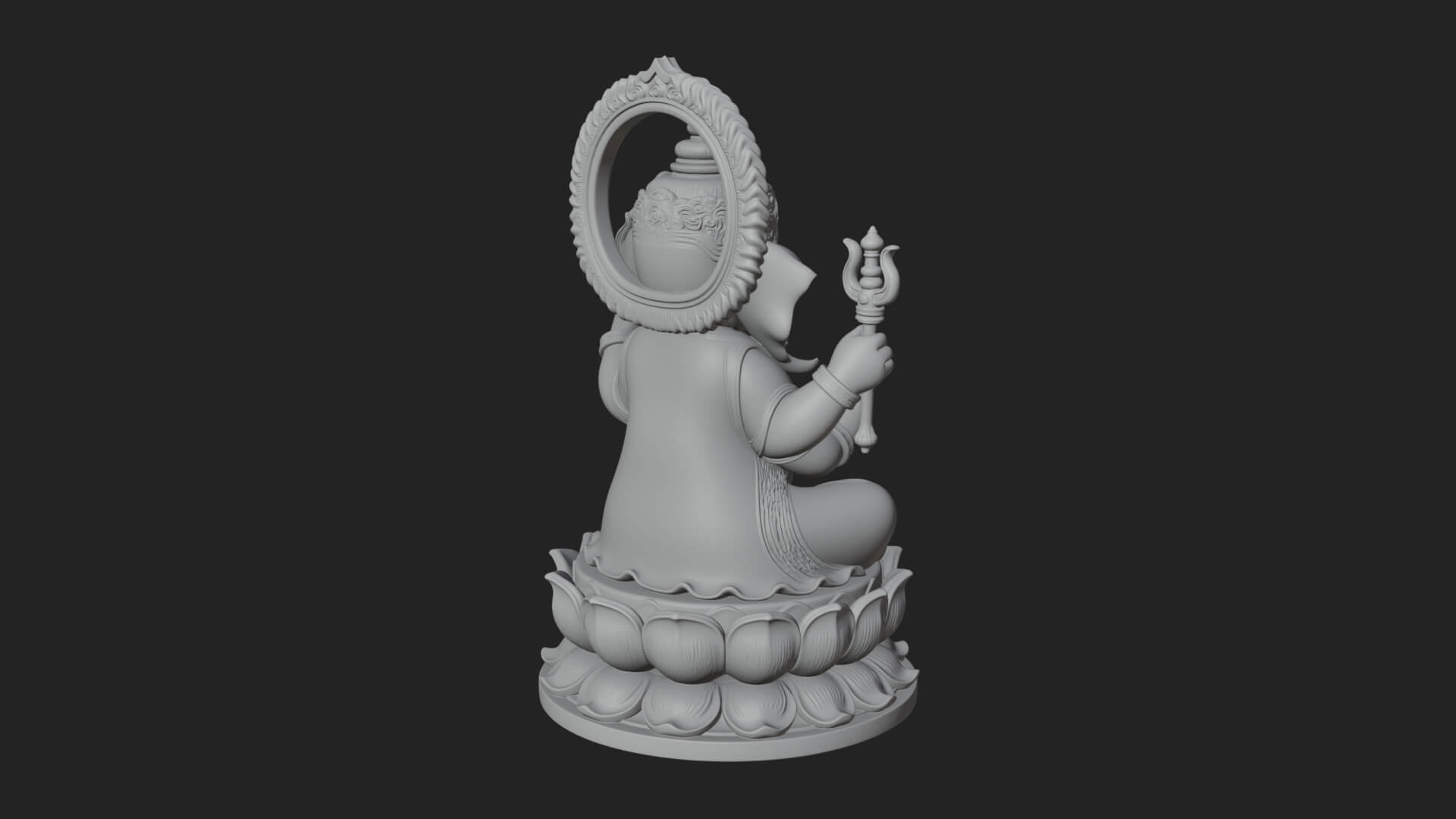 Seated Ganesha on Lotus Statue Design 2 3D Print Model 3D Model
