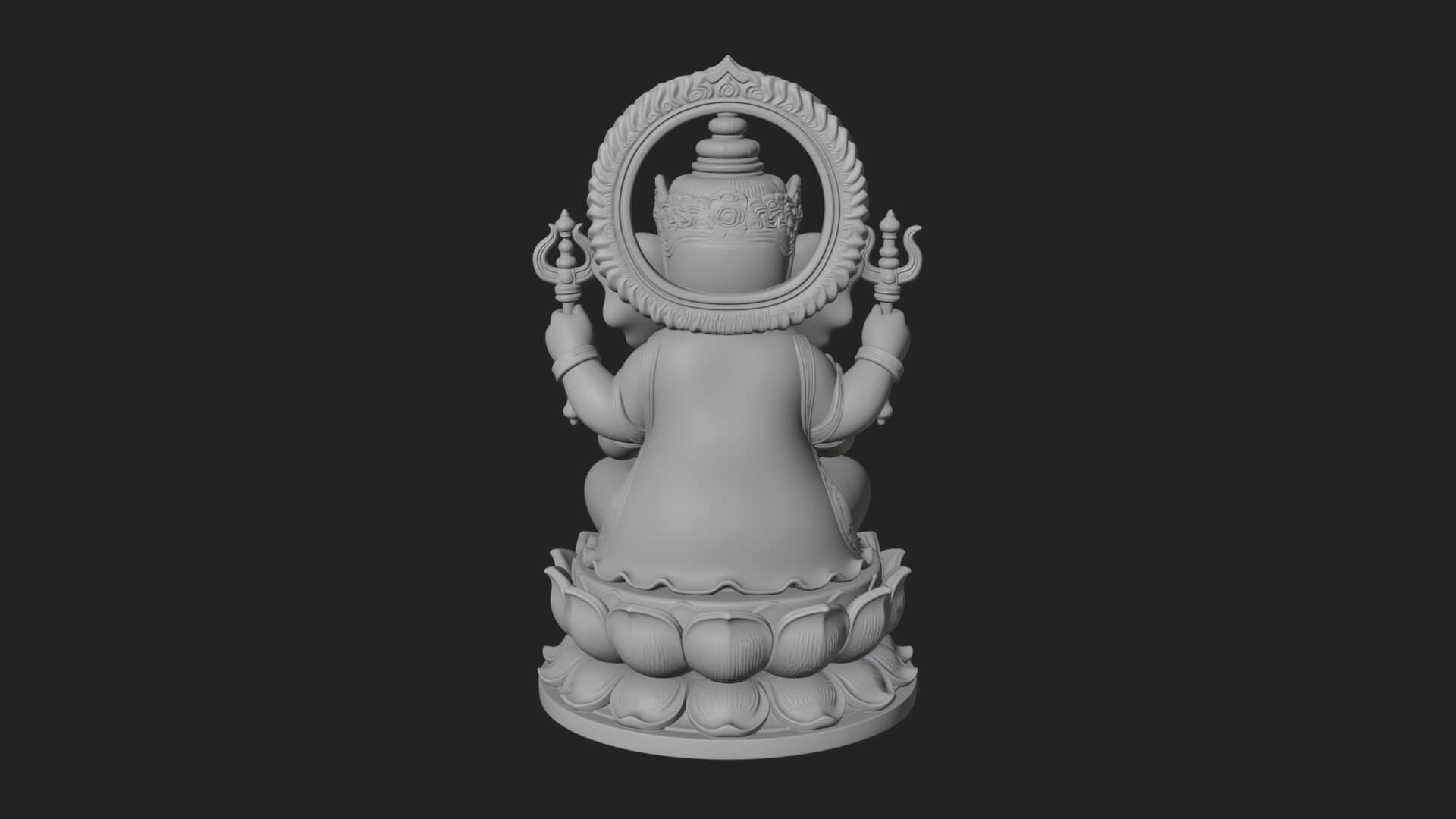 Seated Ganesha on Lotus Statue Design 2 3D Print Model 3D Model