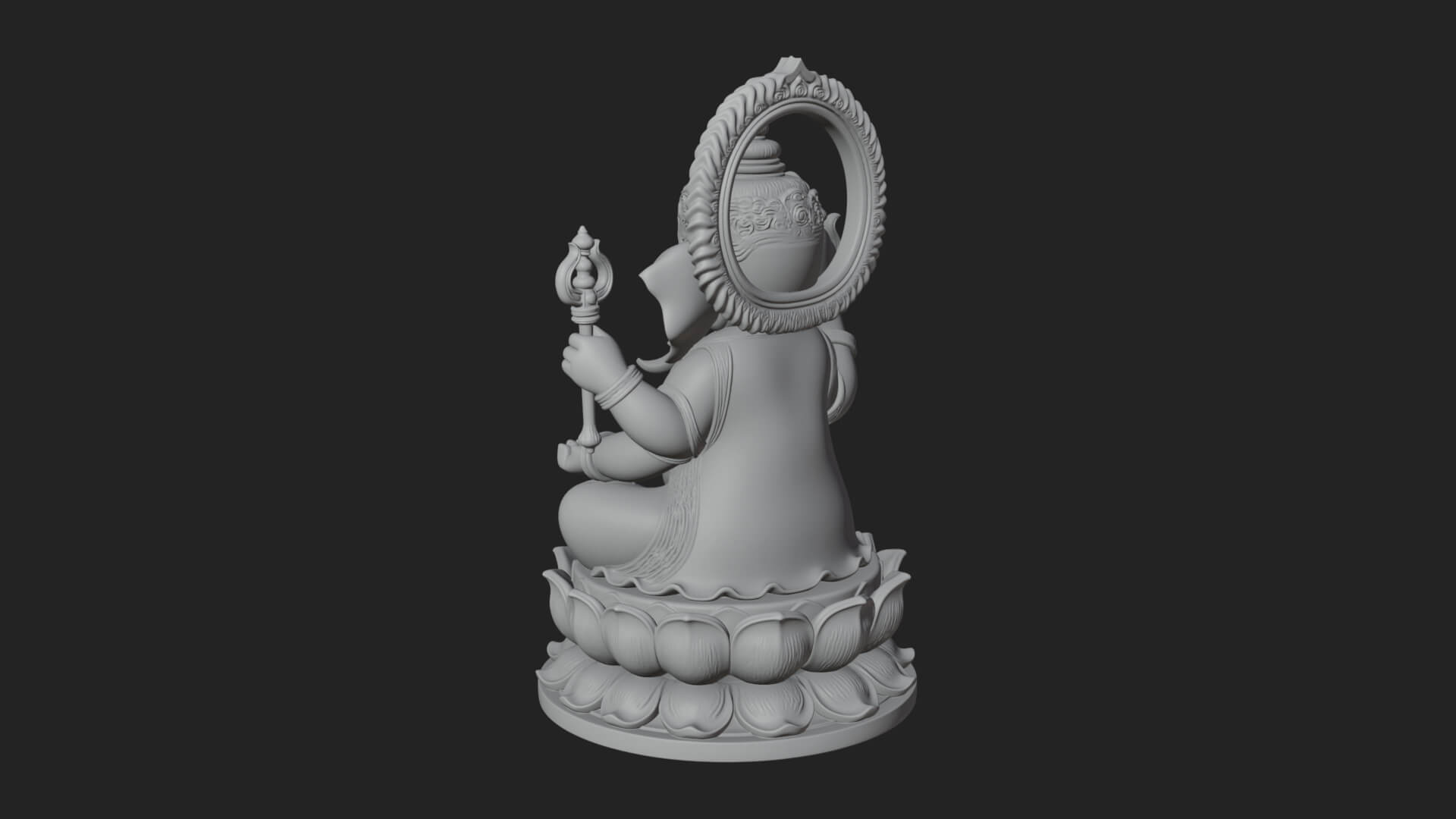 Seated Ganesha on Lotus Statue Design 2 3D Print Model 3D Model