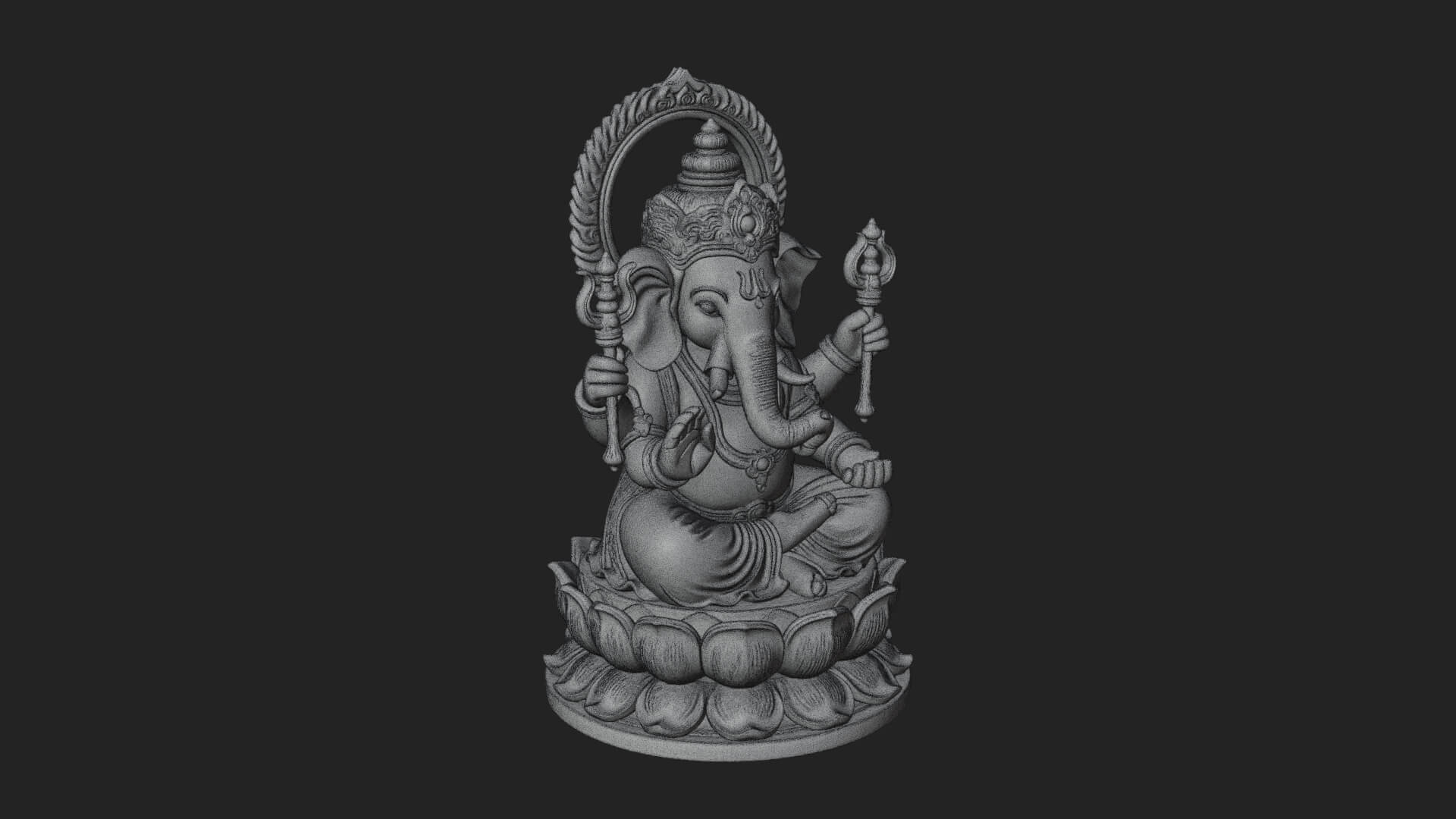 Seated Ganesha on Lotus Statue Design 2 3D Print Model 3D Model