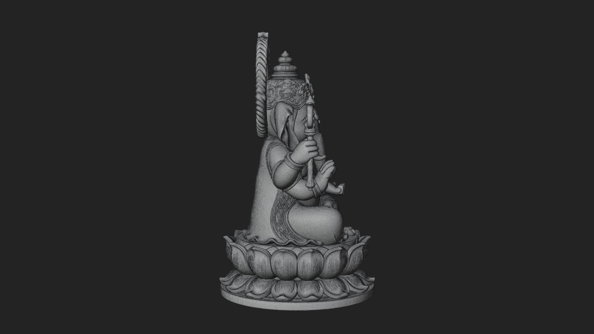 Seated Ganesha on Lotus Statue Design 2 3D Print Model 3D Model