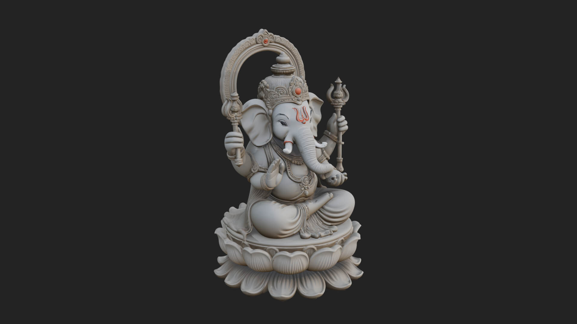 Seated Ganesha on Lotus Statue Design 3 3D Print Model 3D Model