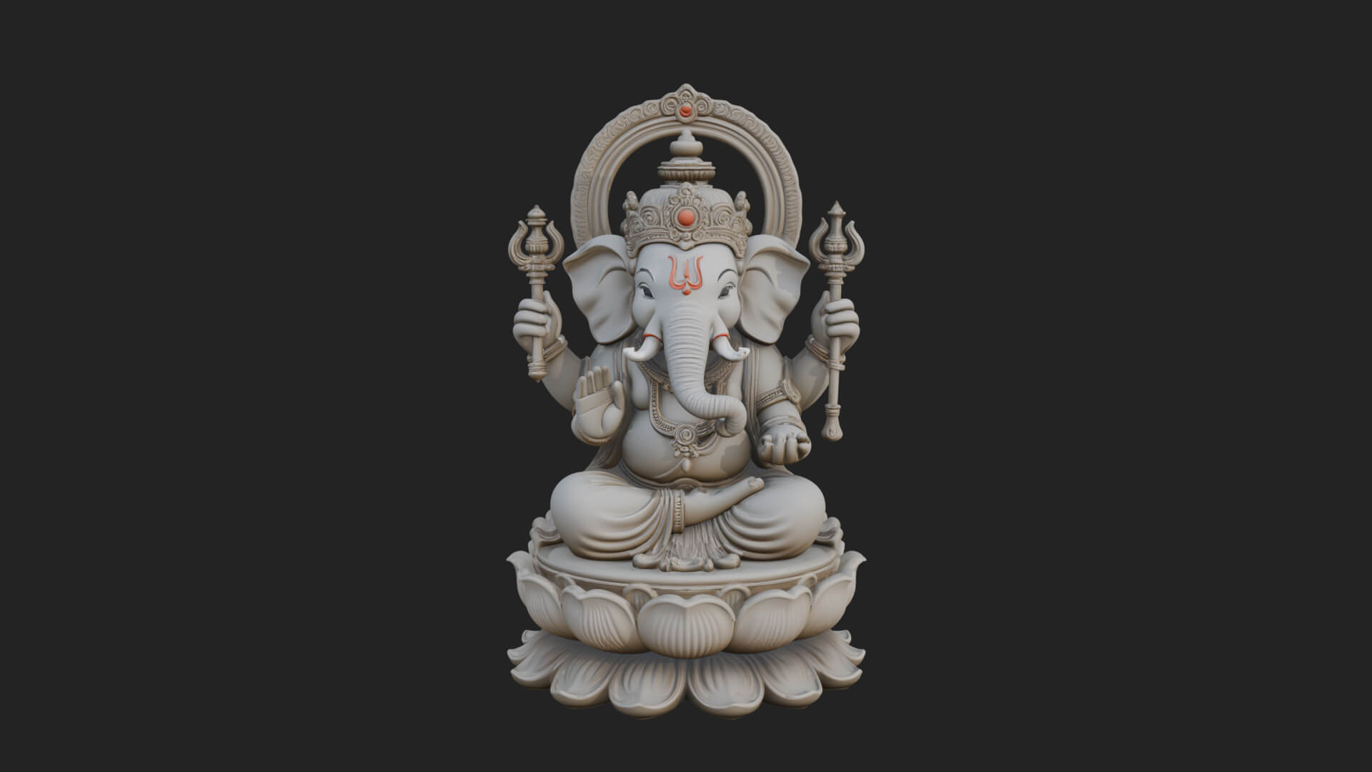 Seated Ganesha on Lotus Statue Design 3 3D Print Model 3D Model