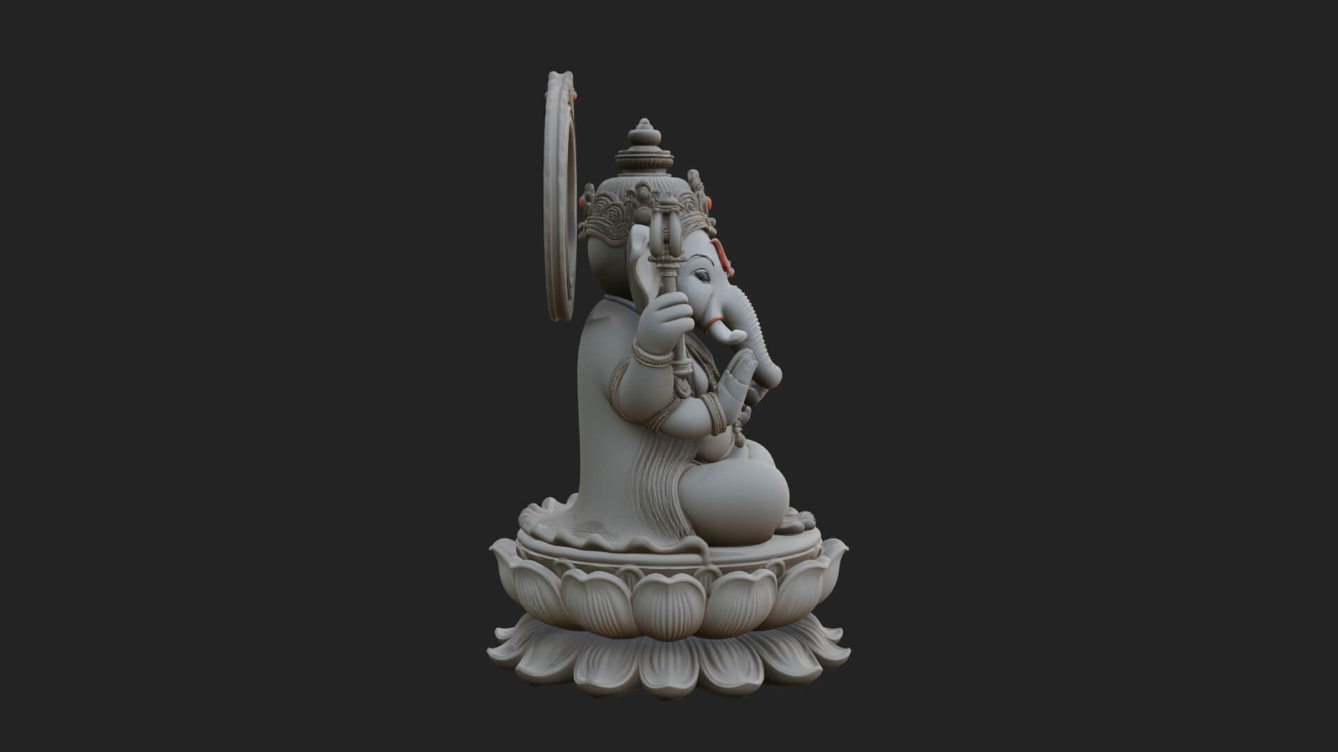 Seated Ganesha on Lotus Statue Design 3 3D Print Model 3D Model
