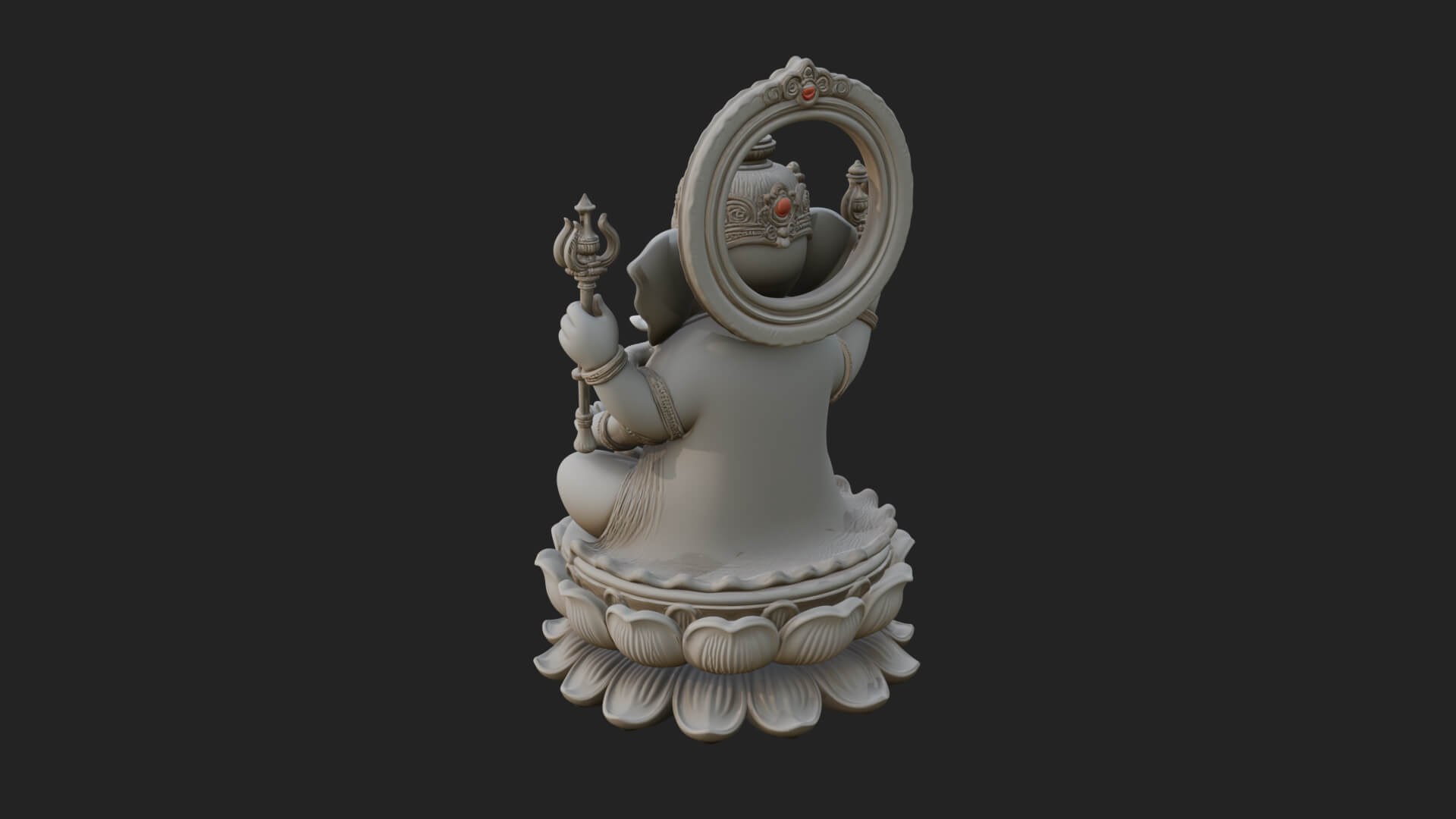 Seated Ganesha on Lotus Statue Design 3 3D Print Model 3D Model