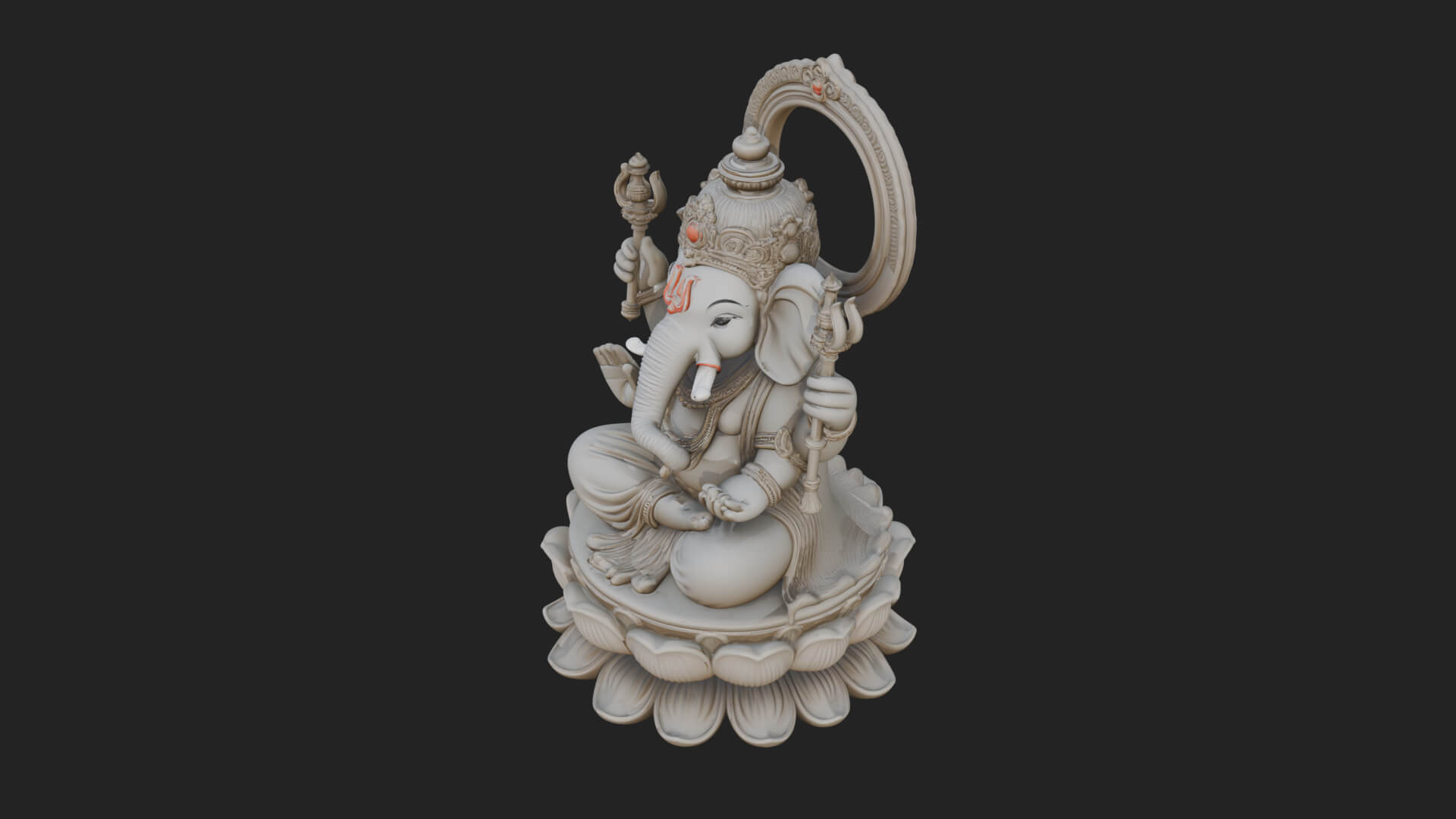 Seated Ganesha on Lotus Statue Design 3 3D Print Model 3D Model