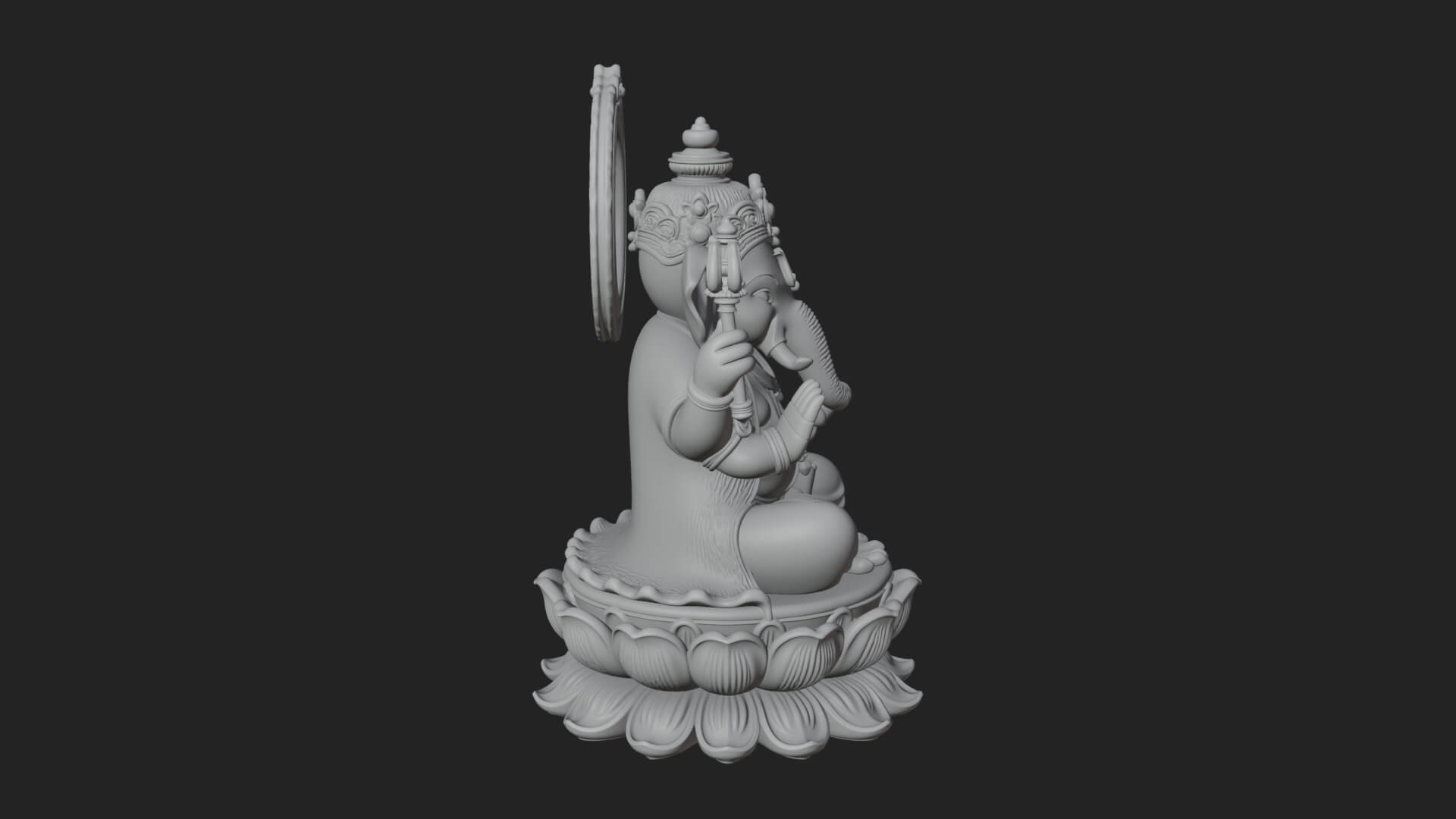 Seated Ganesha on Lotus Statue Design 3 3D Print Model 3D Model