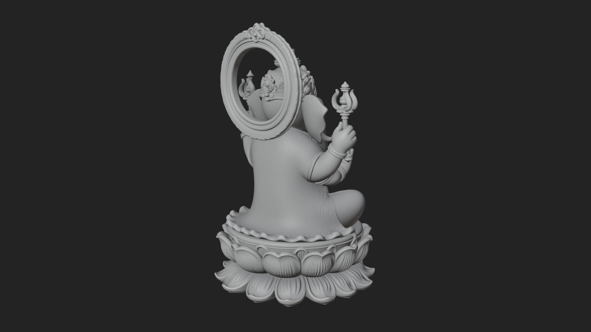 Seated Ganesha on Lotus Statue Design 3 3D Print Model 3D Model