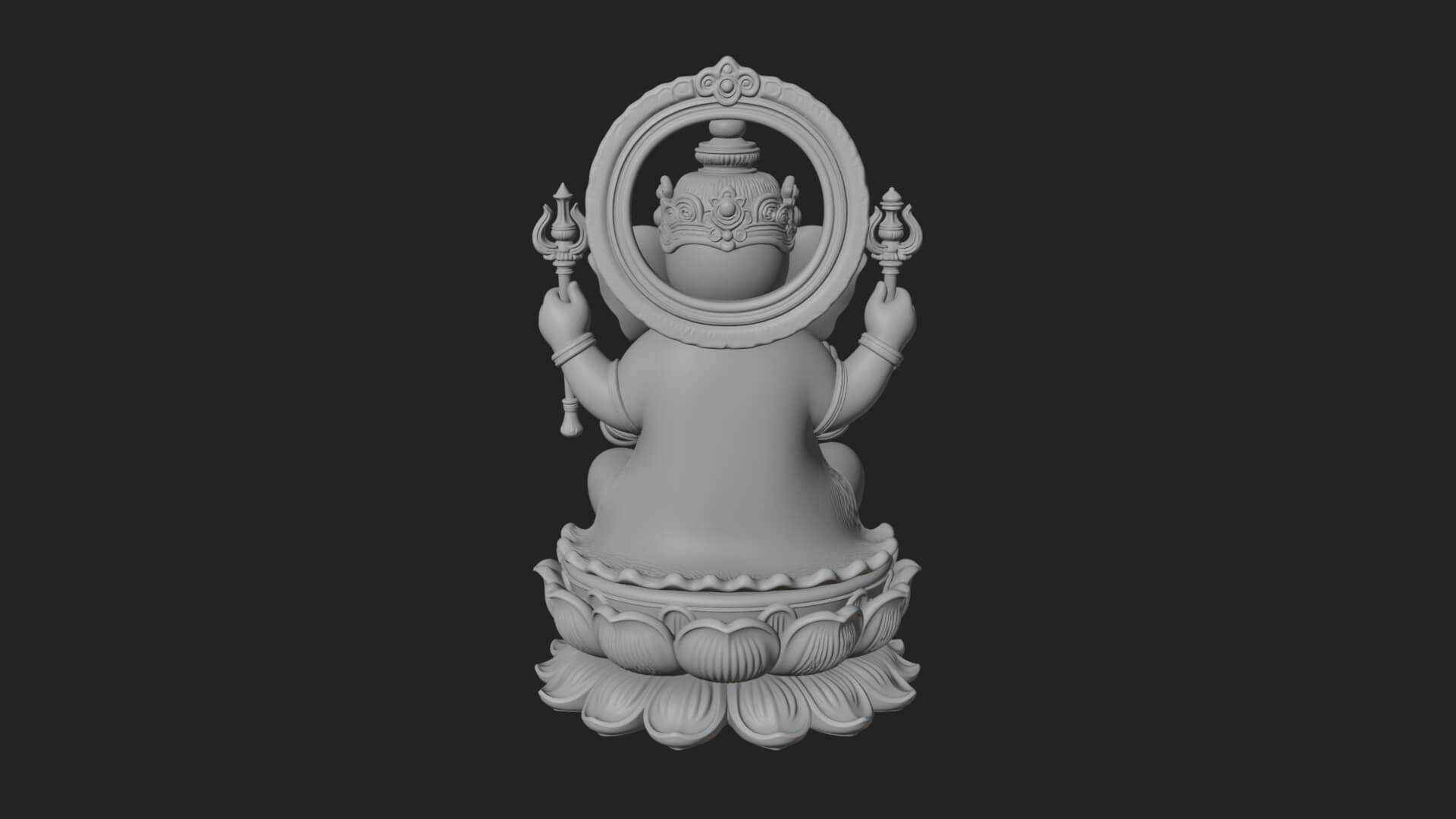Seated Ganesha on Lotus Statue Design 3 3D Print Model 3D Model