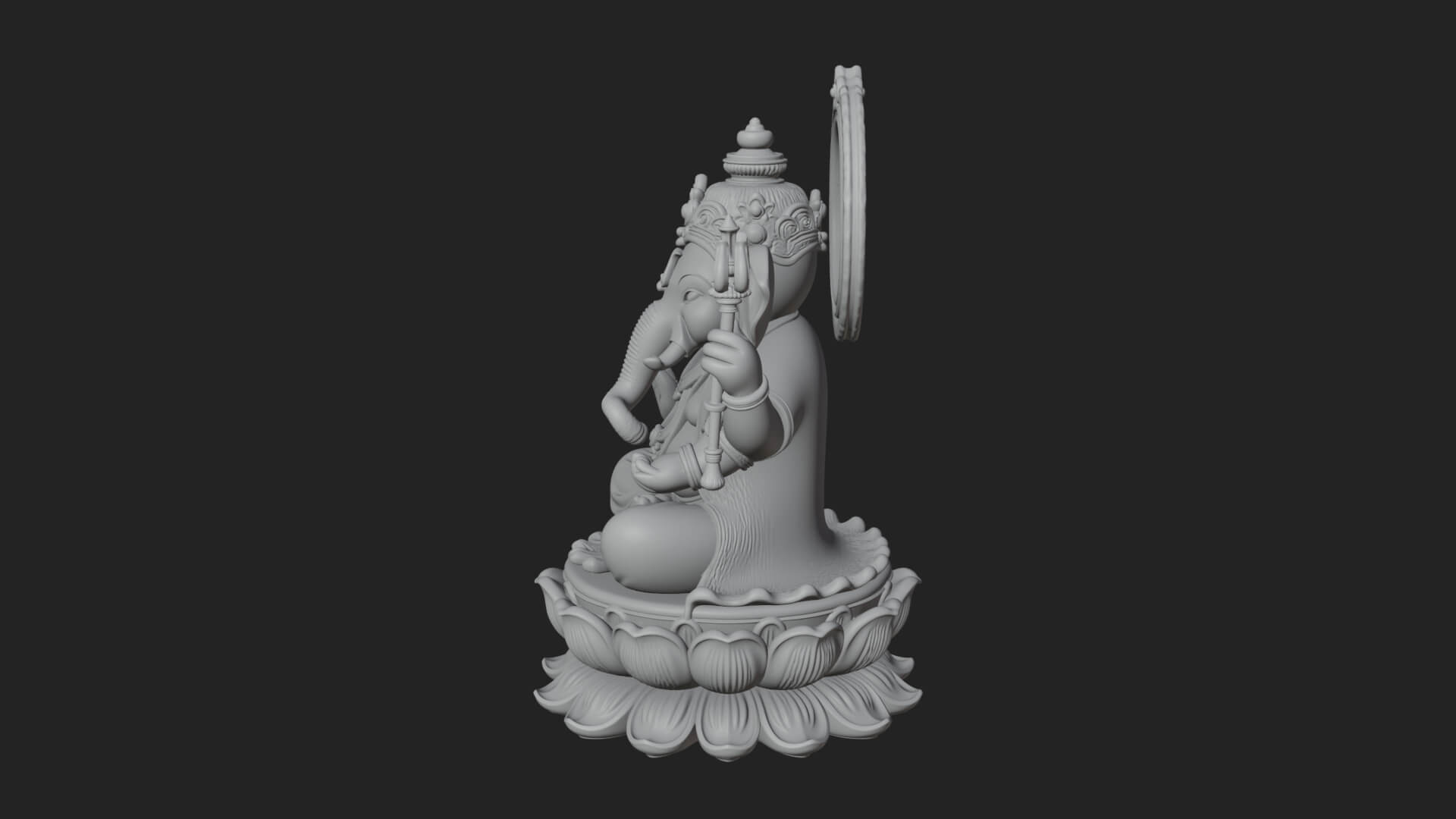 Seated Ganesha on Lotus Statue Design 3 3D Print Model 3D Model