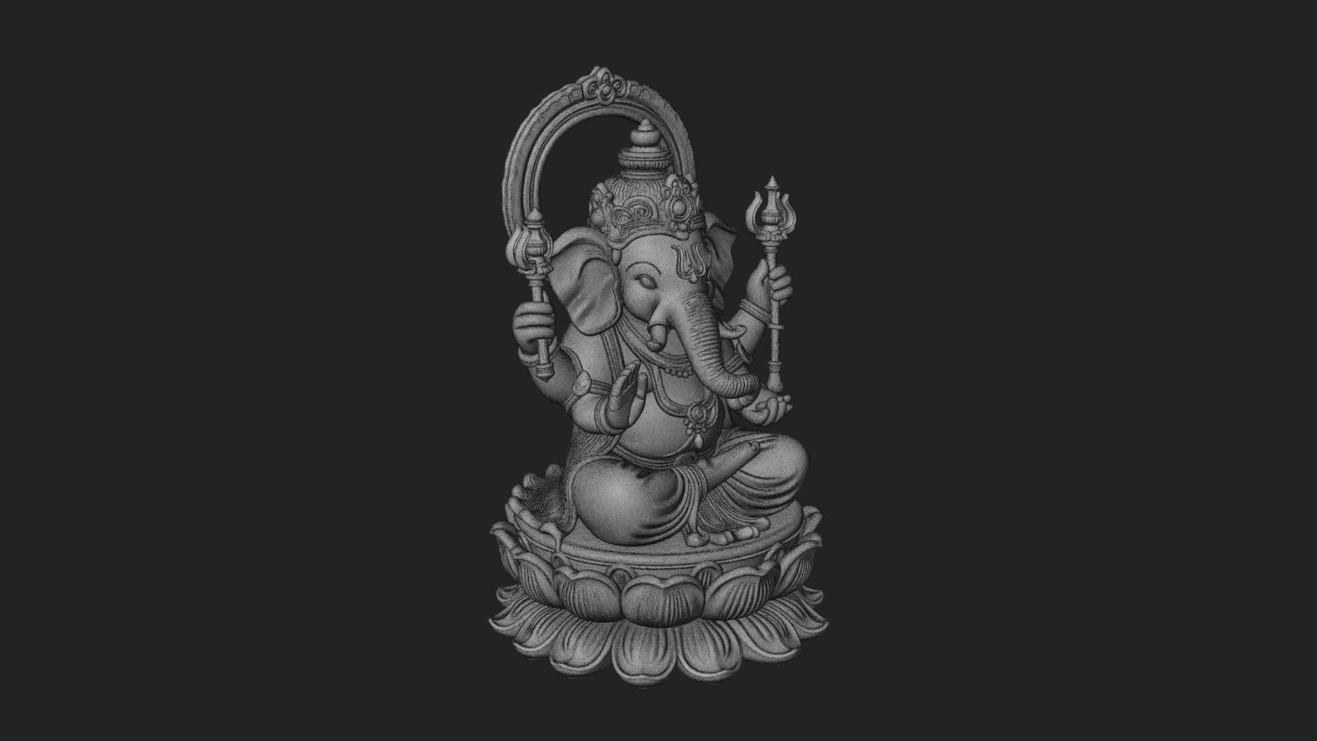 Seated Ganesha on Lotus Statue Design 3 3D Print Model 3D Model
