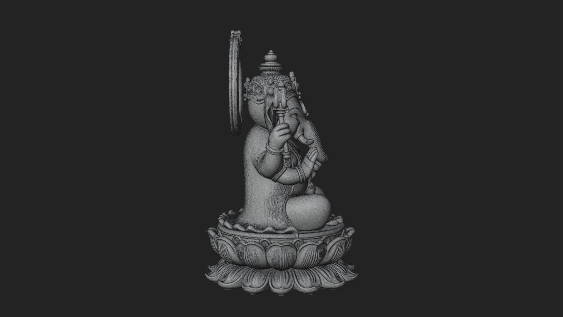 Seated Ganesha on Lotus Statue Design 3 3D Print Model 3D Model