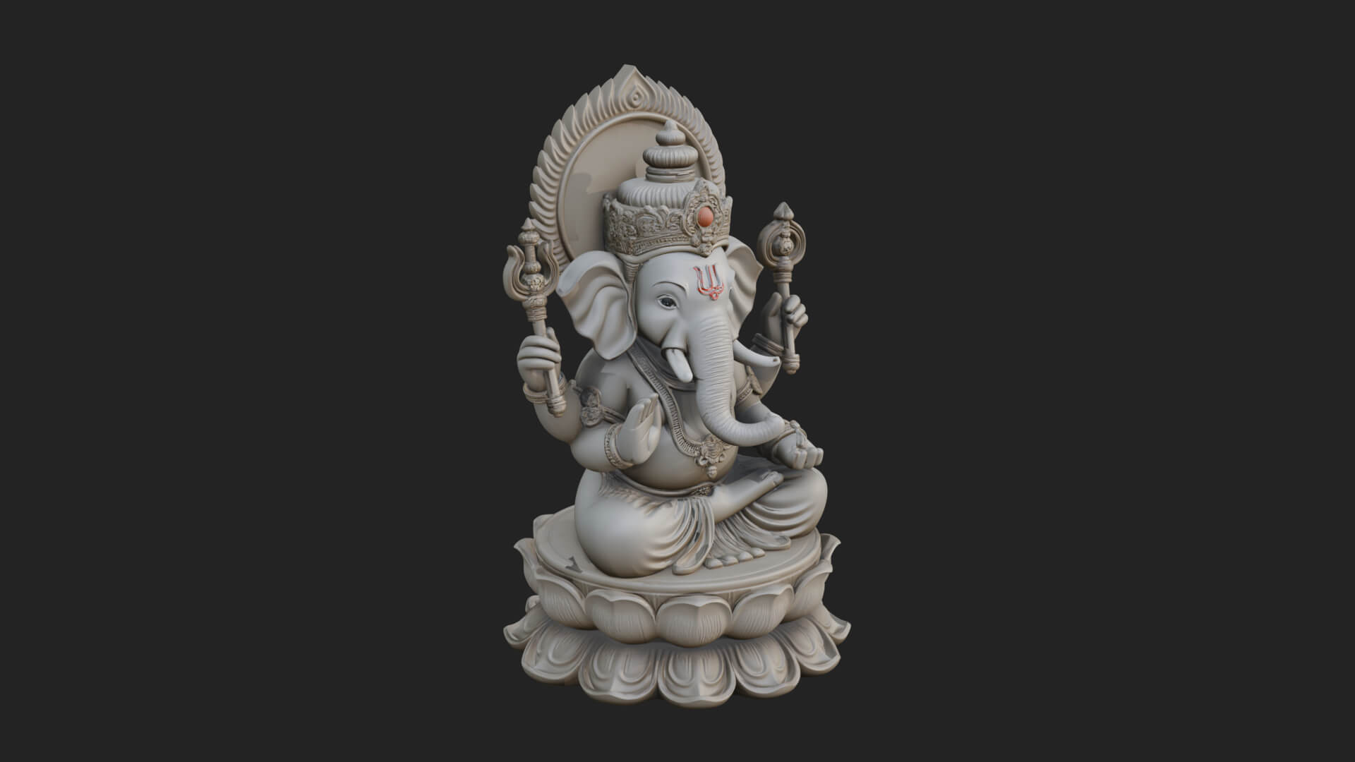 Seated Ganesha on Lotus Statue Design 4 3D Print Model 3D Model
