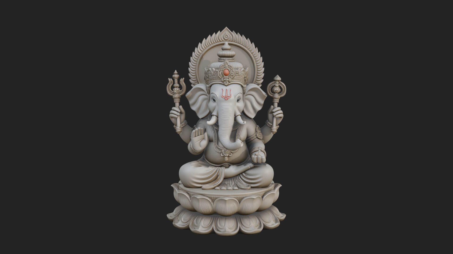 Seated Ganesha on Lotus Statue Design 4 3D Print Model 3D Model