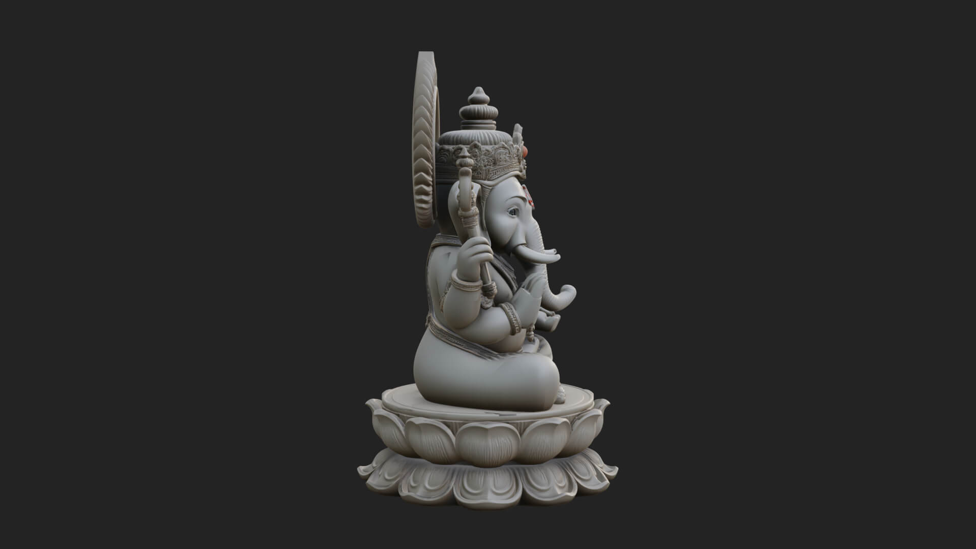 Seated Ganesha on Lotus Statue Design 4 3D Print Model 3D Model