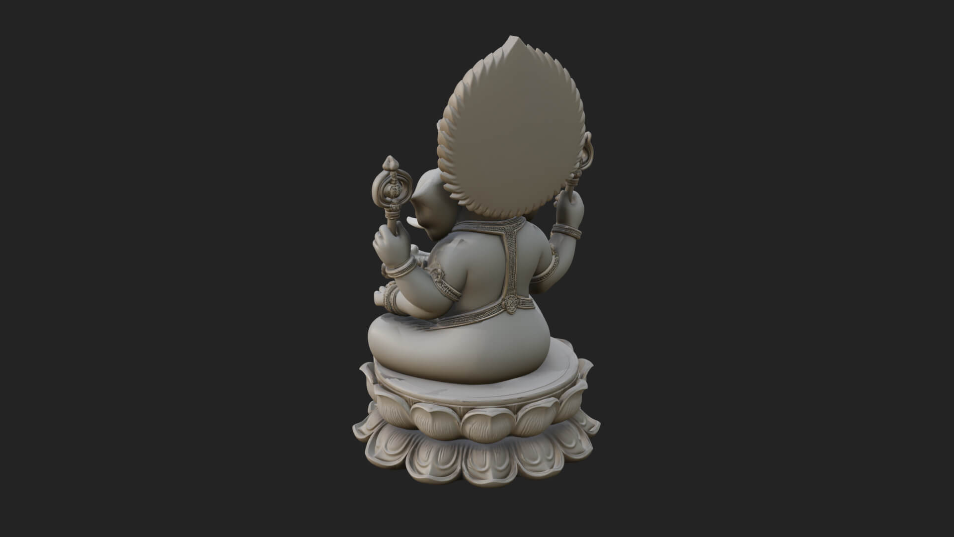 Seated Ganesha on Lotus Statue Design 4 3D Print Model 3D Model