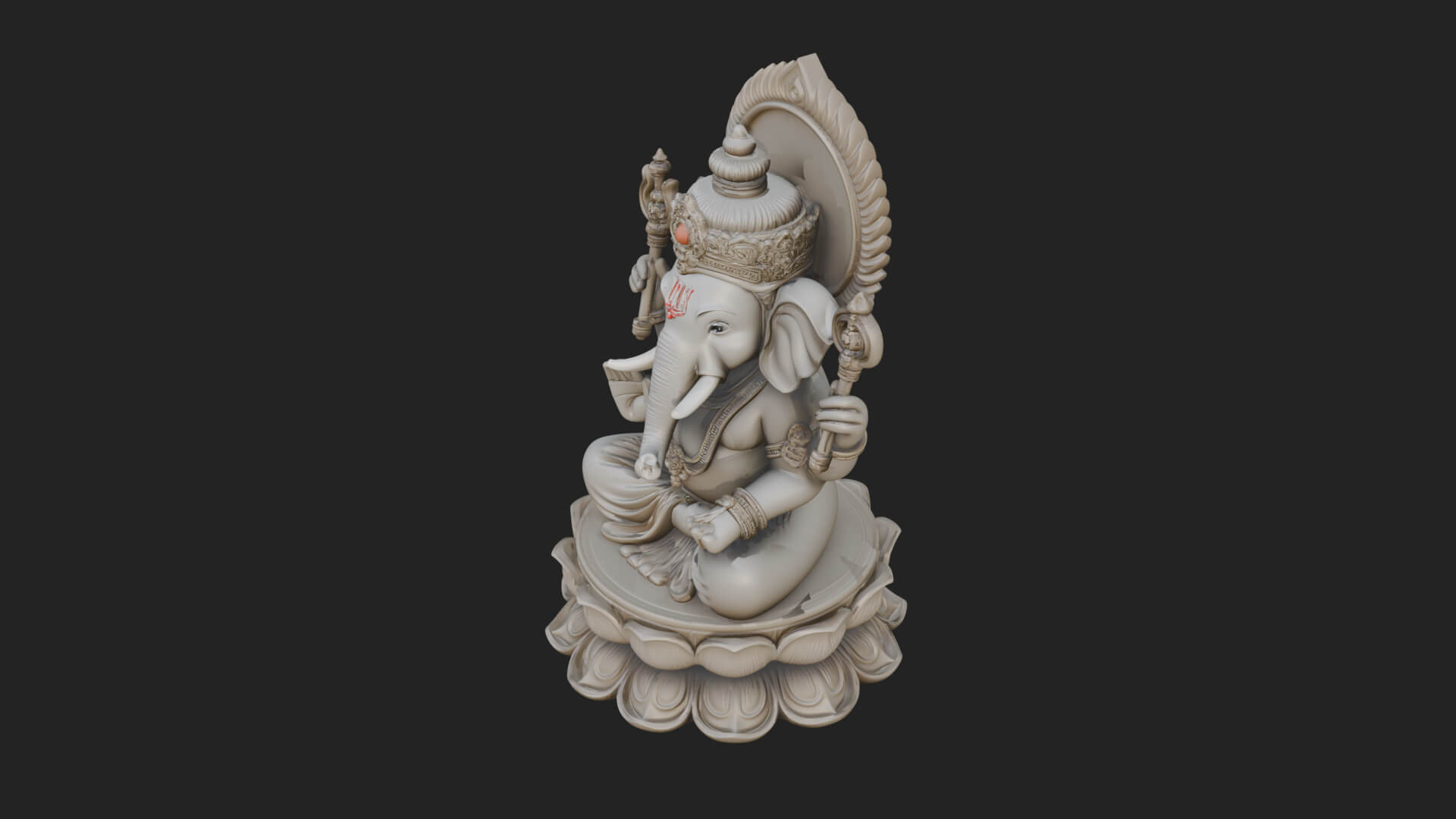Seated Ganesha on Lotus Statue Design 4 3D Print Model 3D Model