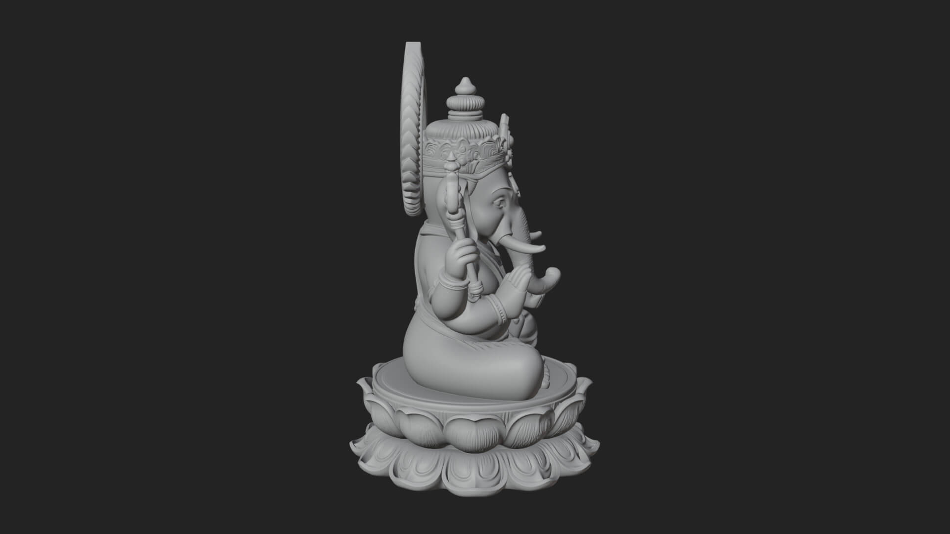 Seated Ganesha on Lotus Statue Design 4 3D Print Model 3D Model