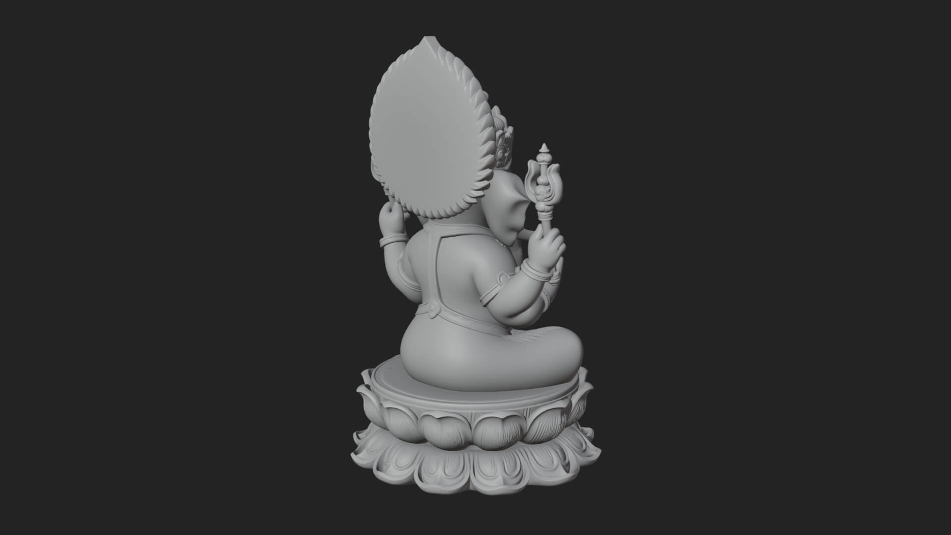 Seated Ganesha on Lotus Statue Design 4 3D Print Model 3D Model