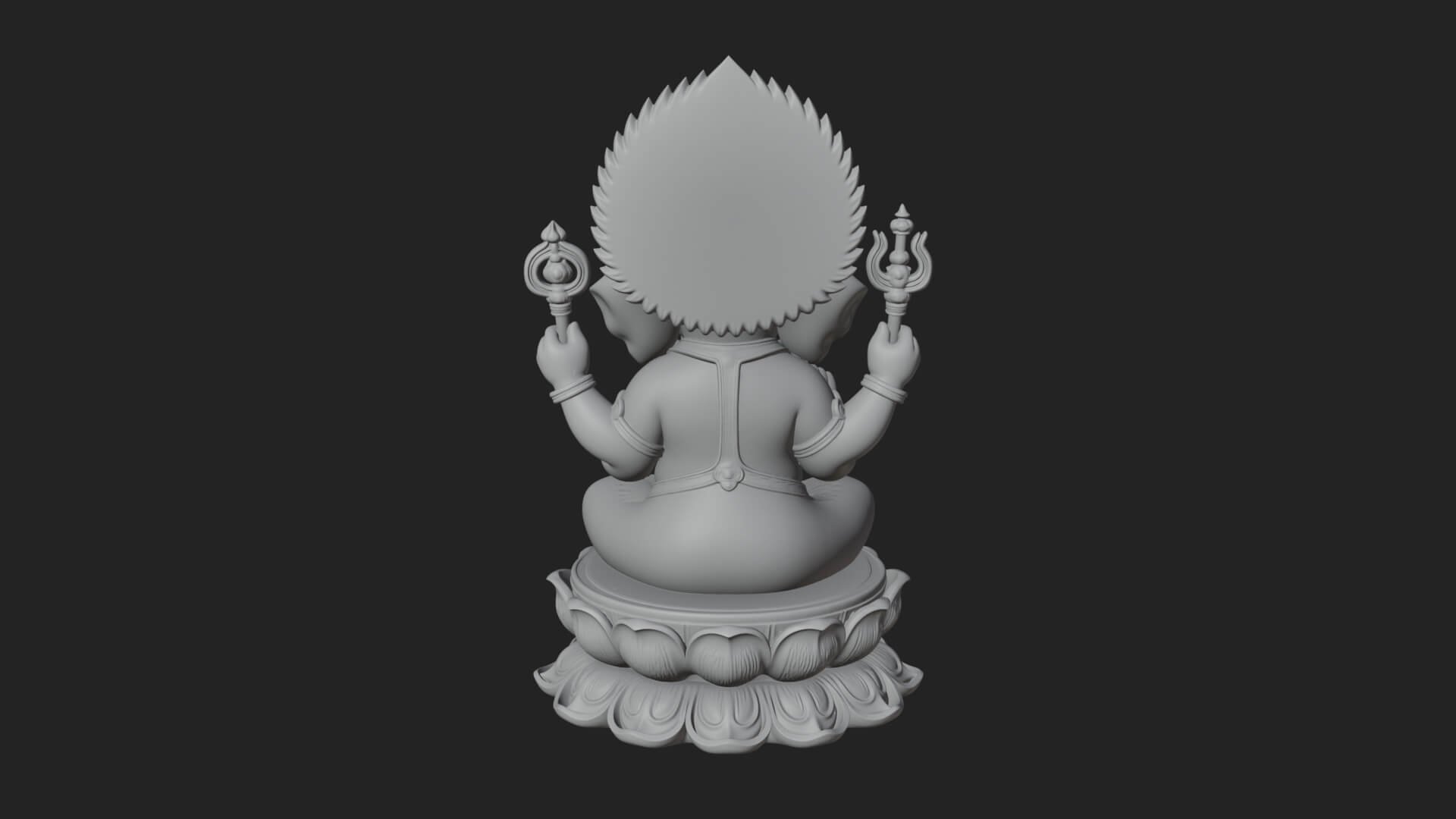 Seated Ganesha on Lotus Statue Design 4 3D Print Model 3D Model