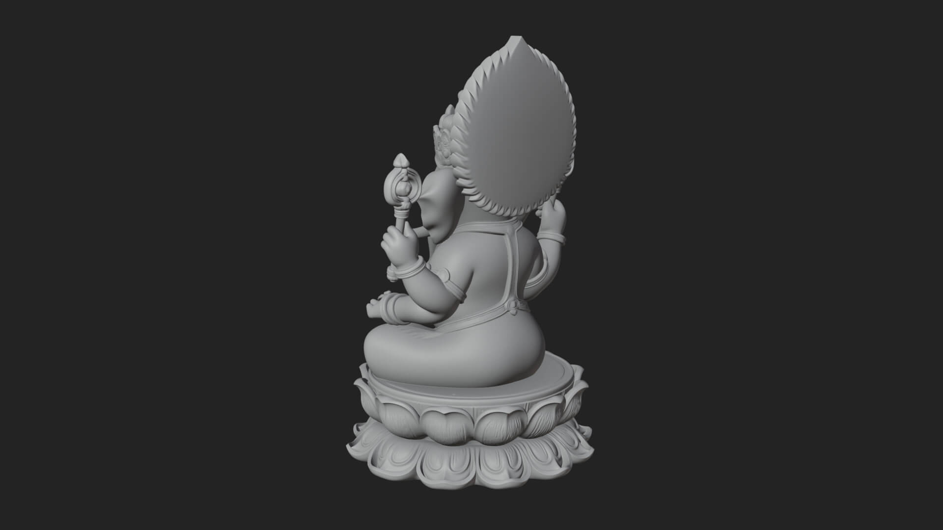 Seated Ganesha on Lotus Statue Design 4 3D Print Model 3D Model