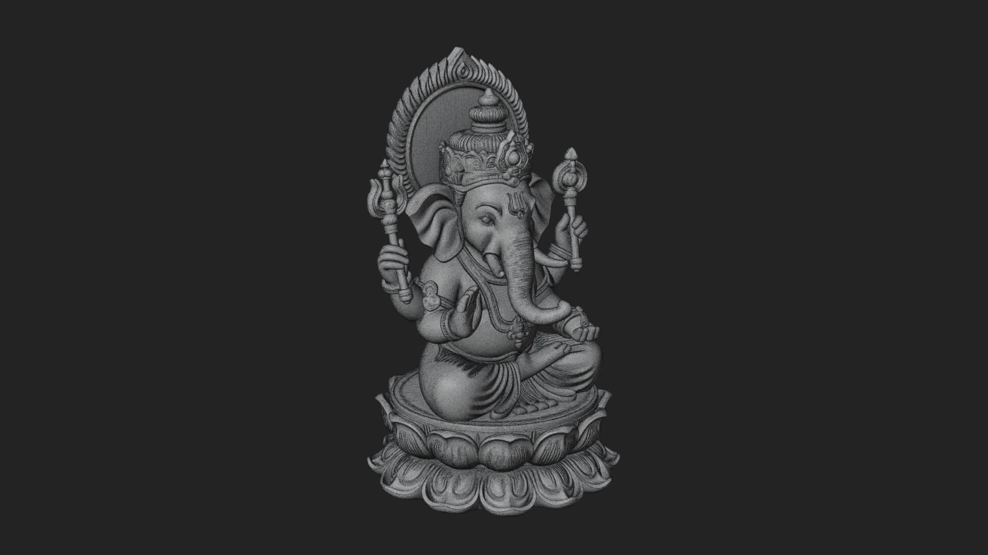 Seated Ganesha on Lotus Statue Design 4 3D Print Model 3D Model