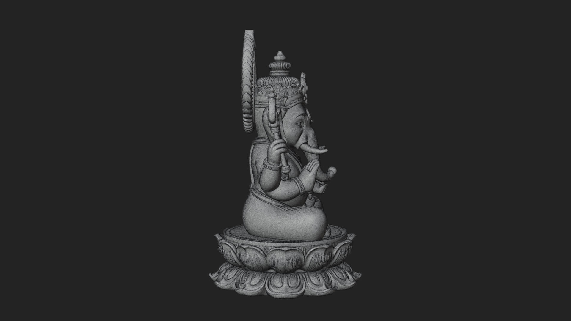 Seated Ganesha on Lotus Statue Design 4 3D Print Model 3D Model
