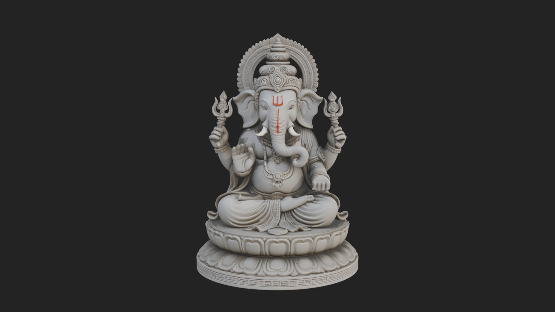 Seated Ganesha on Lotus Statue Design 5 3D Print Model 3D Model