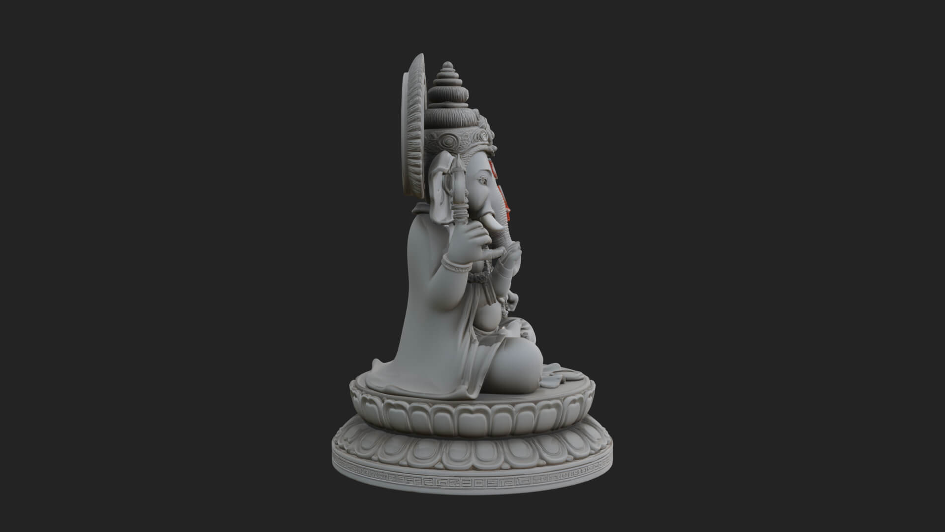 Seated Ganesha on Lotus Statue Design 5 3D Print Model 3D Model