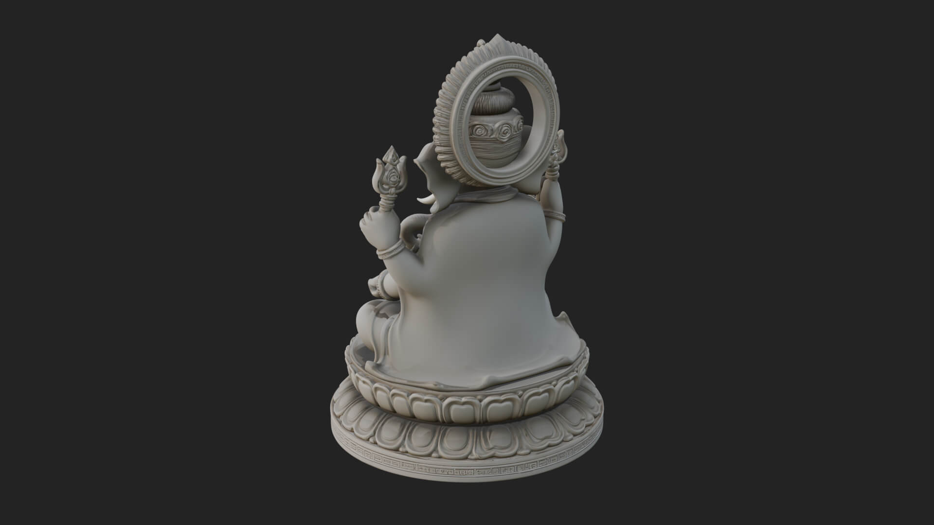 Seated Ganesha on Lotus Statue Design 5 3D Print Model 3D Model