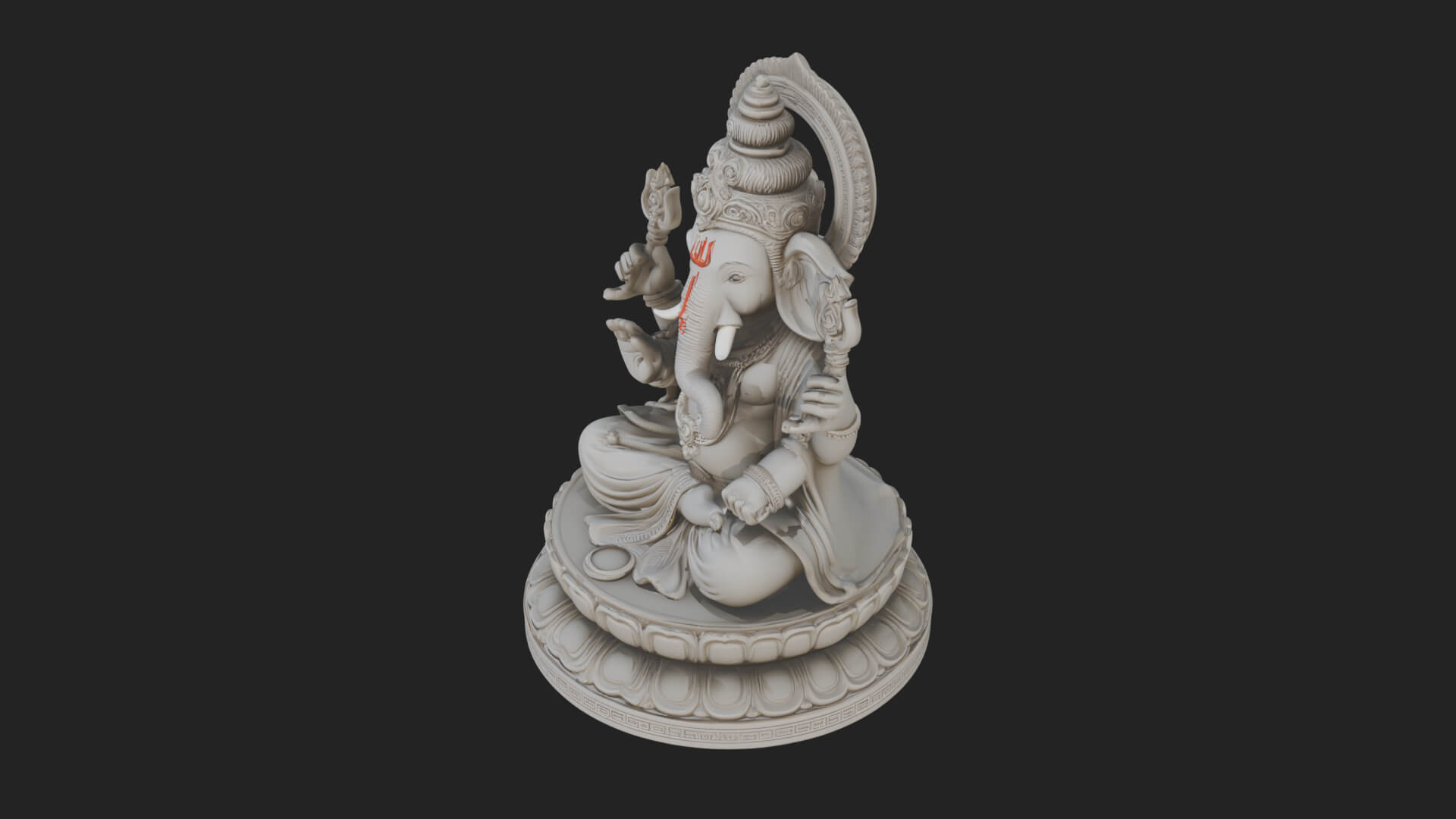 Seated Ganesha on Lotus Statue Design 5 3D Print Model 3D Model