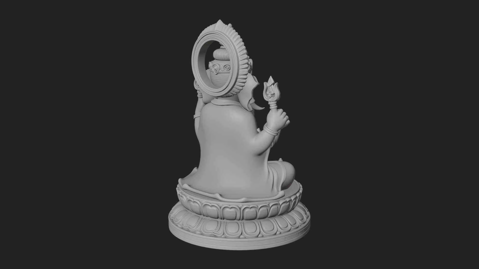 Seated Ganesha on Lotus Statue Design 5 3D Print Model 3D Model