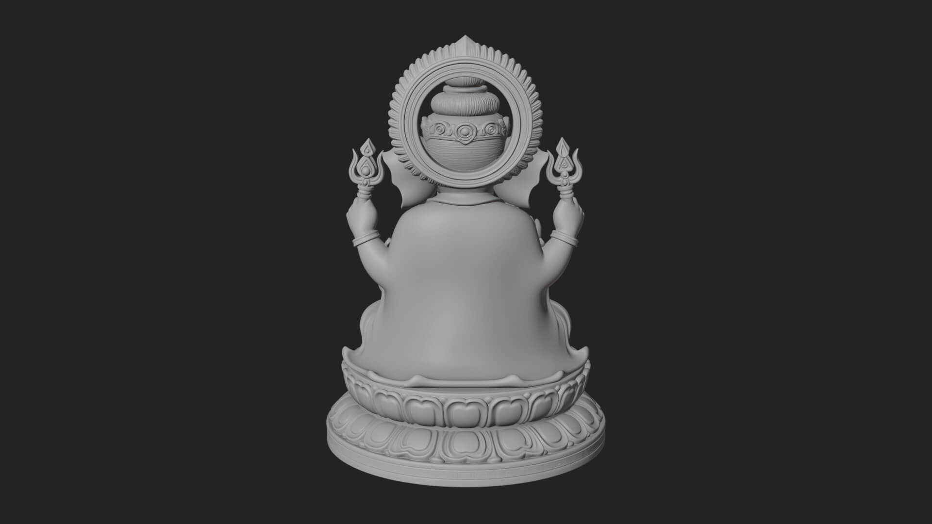 Seated Ganesha on Lotus Statue Design 5 3D Print Model 3D Model