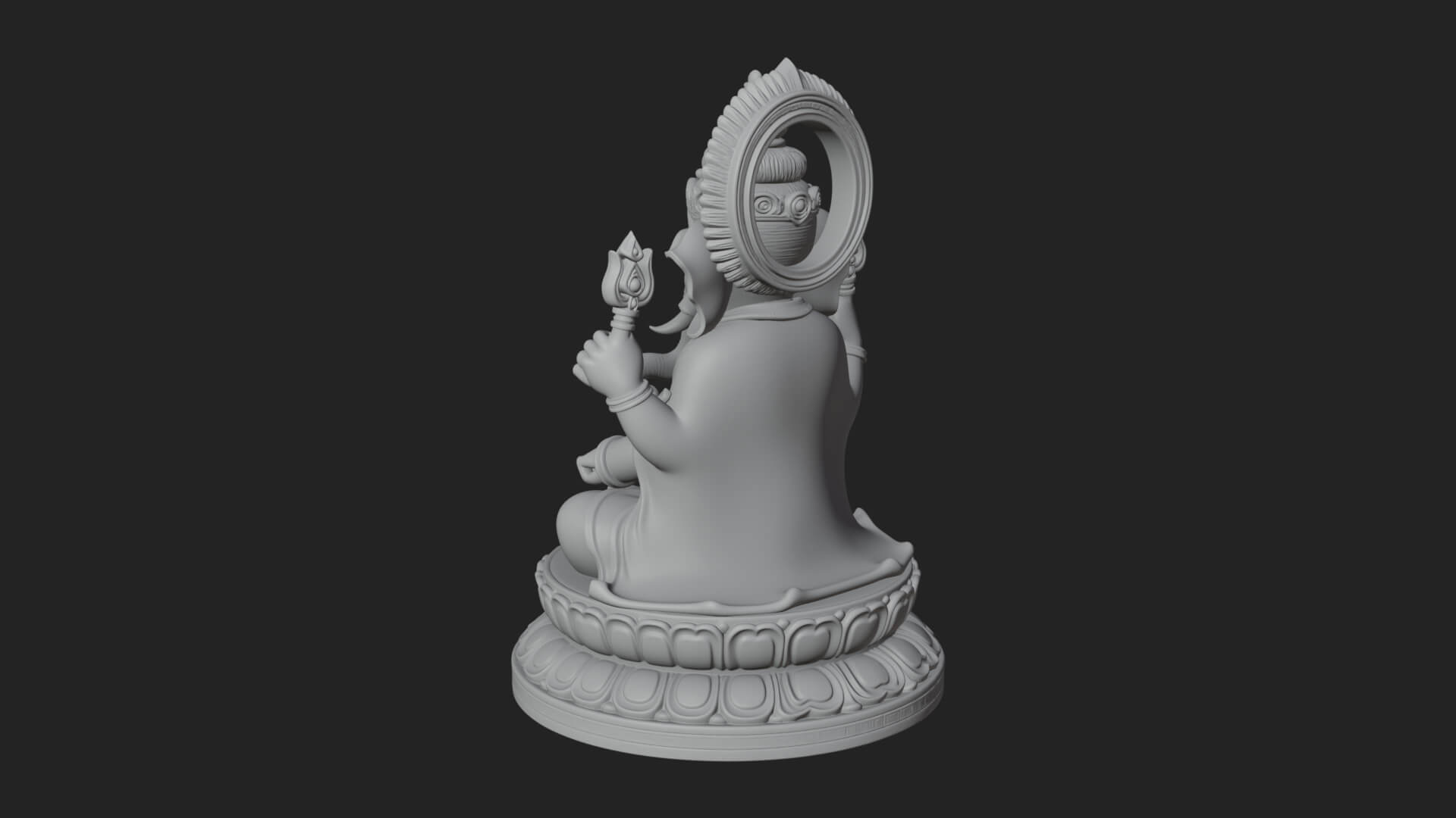 Seated Ganesha on Lotus Statue Design 5 3D Print Model 3D Model