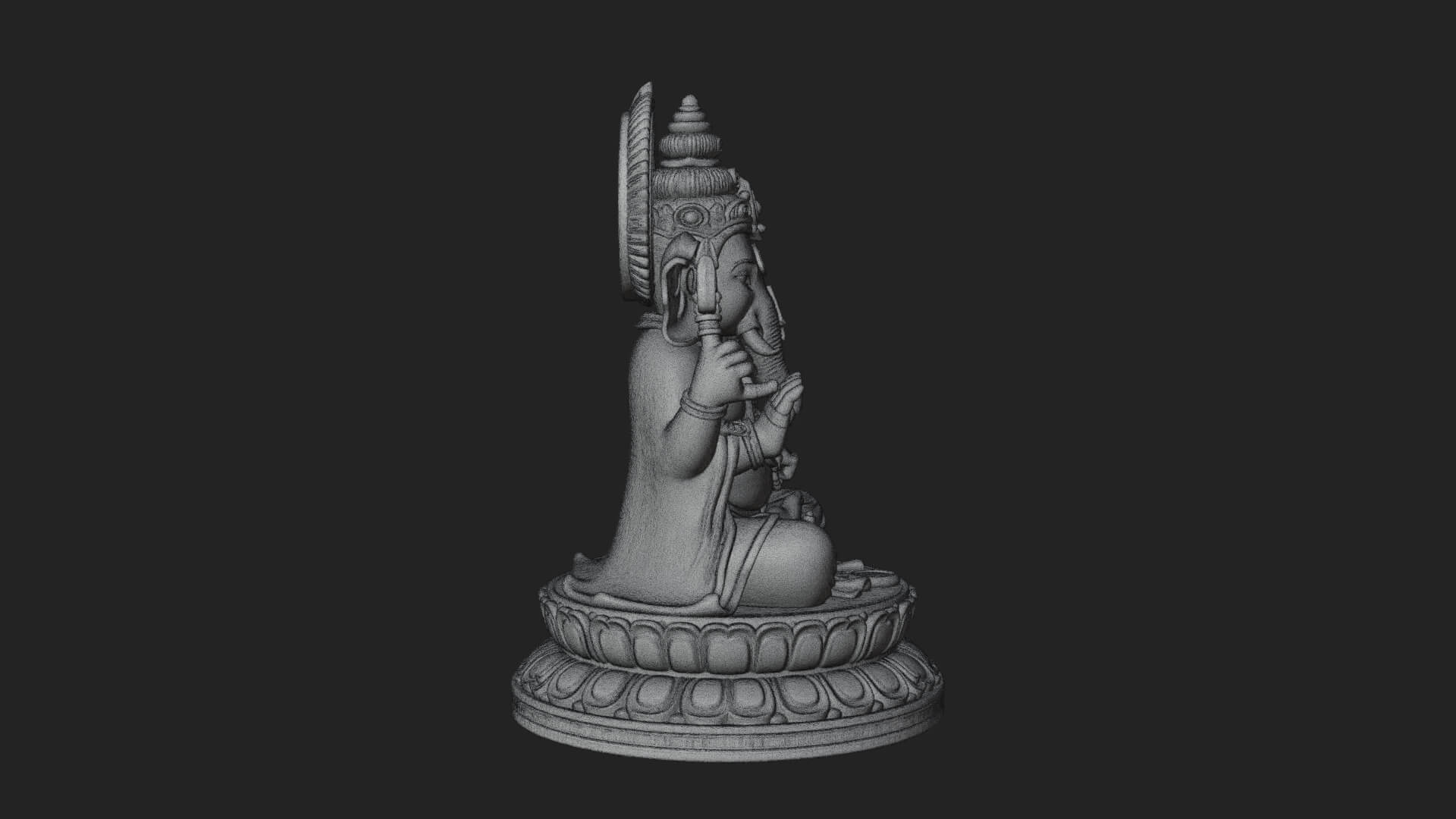 Seated Ganesha on Lotus Statue Design 5 3D Print Model 3D Model