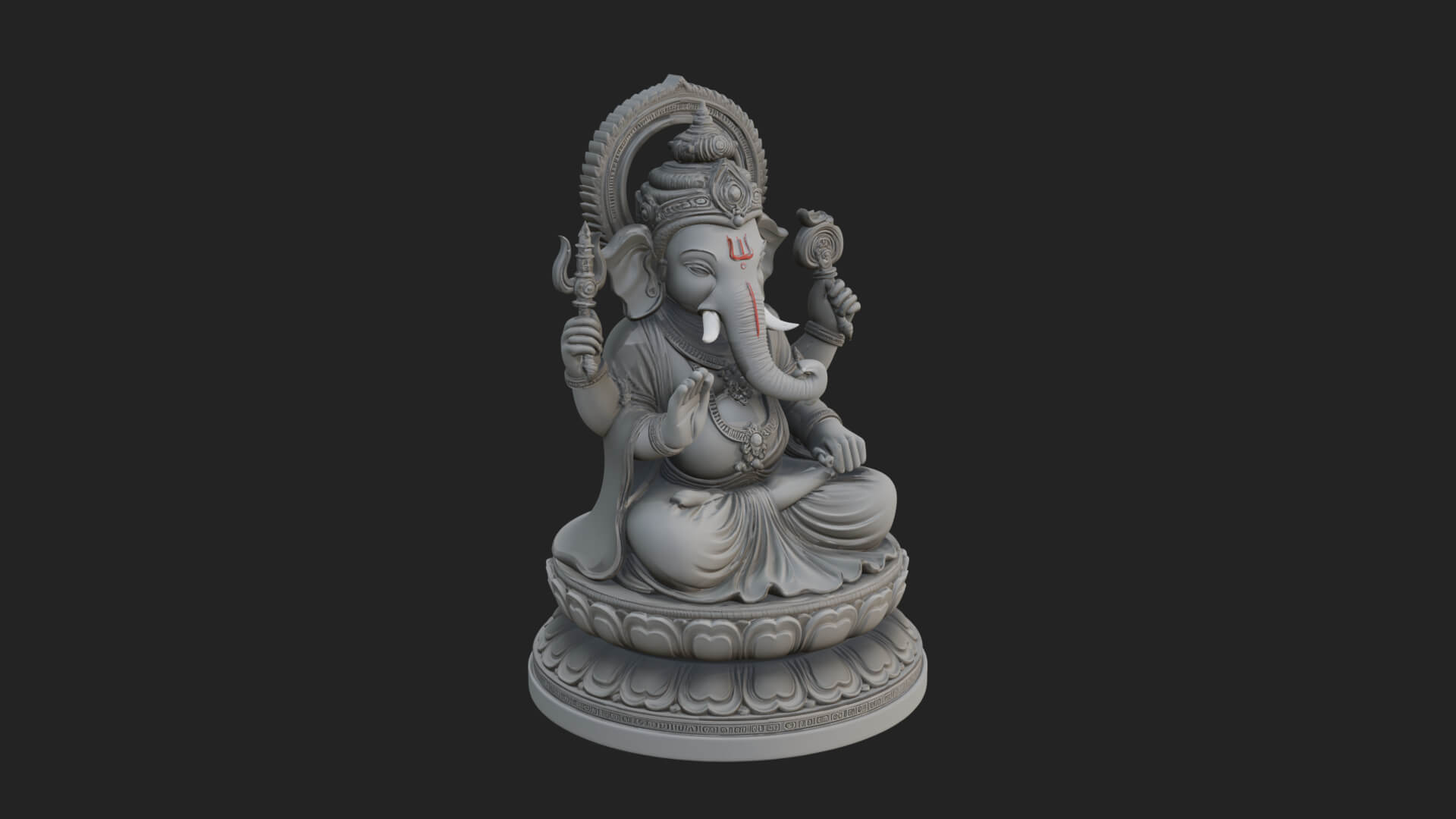 Seated Ganesha on Lotus Statue Design 6 3D Print Model 3D Model