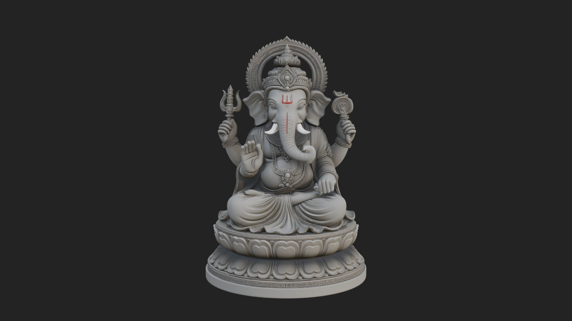 Seated Ganesha on Lotus Statue Design 6 3D Print Model 3D Model