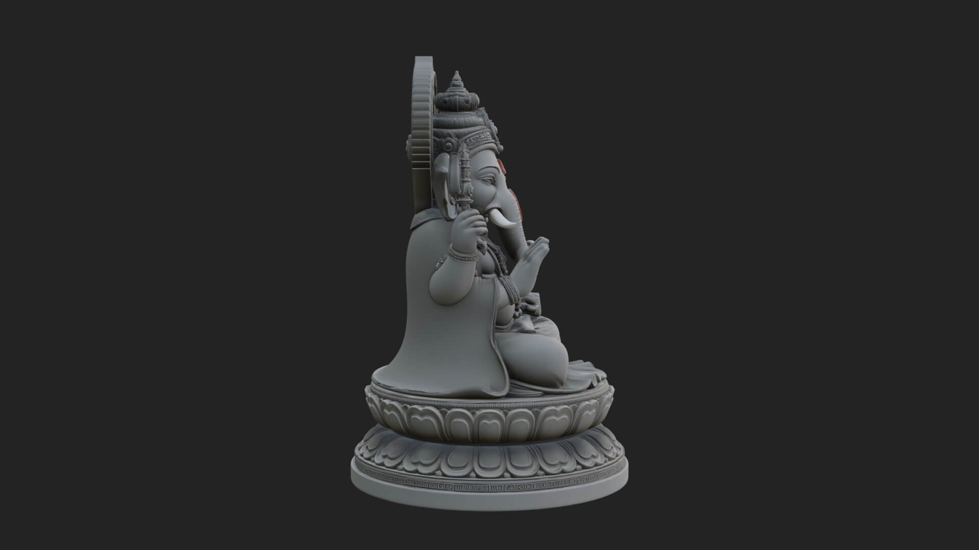 Seated Ganesha on Lotus Statue Design 6 3D Print Model 3D Model