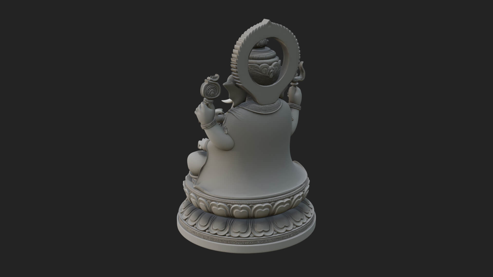 Seated Ganesha on Lotus Statue Design 6 3D Print Model 3D Model