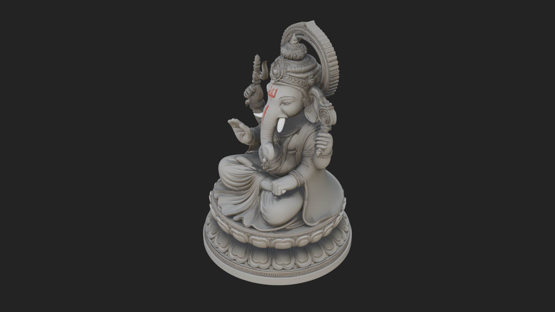 Seated Ganesha on Lotus Statue Design 6 3D Print Model 3D Model
