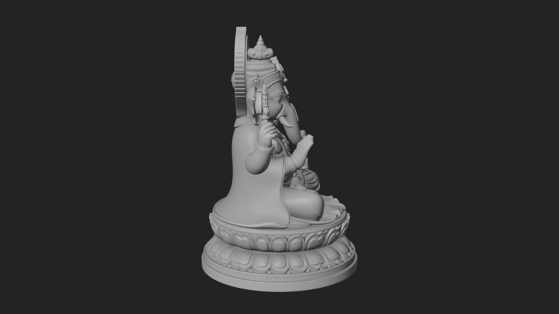 Seated Ganesha on Lotus Statue Design 6 3D Print Model 3D Model