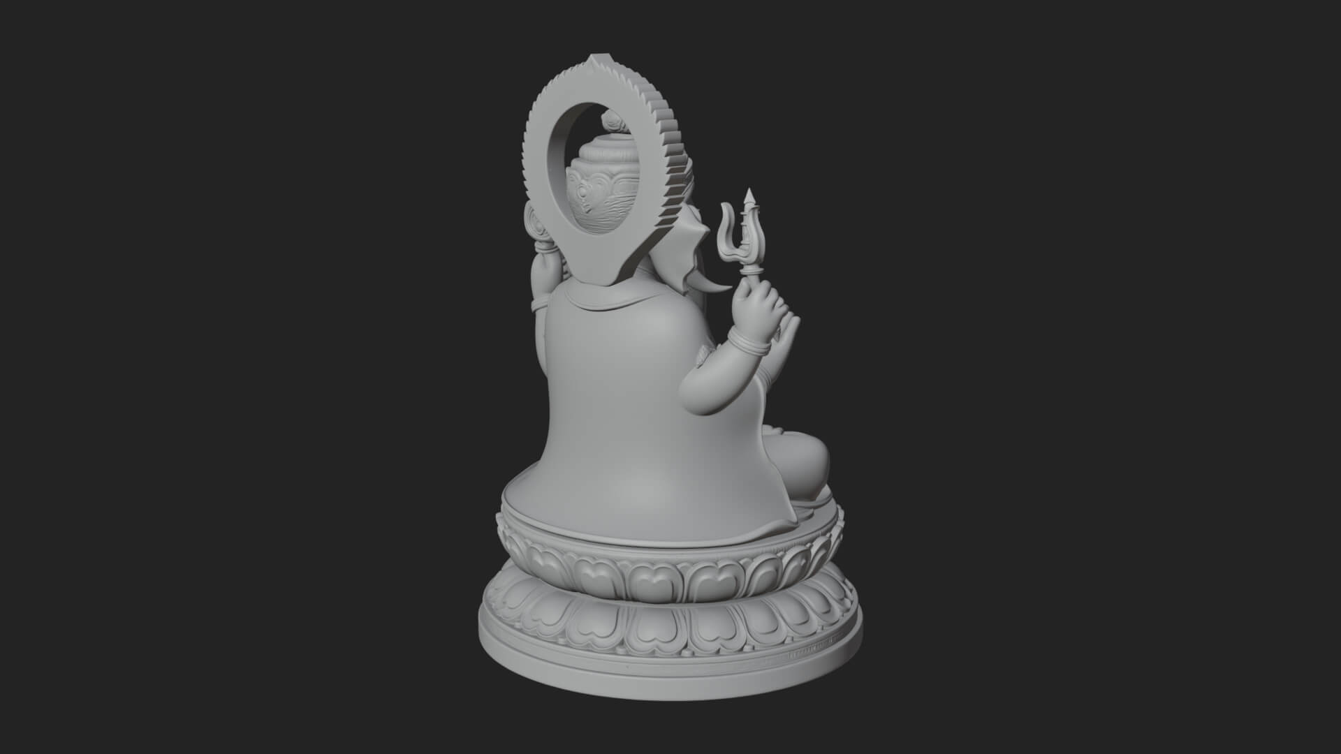Seated Ganesha on Lotus Statue Design 6 3D Print Model 3D Model