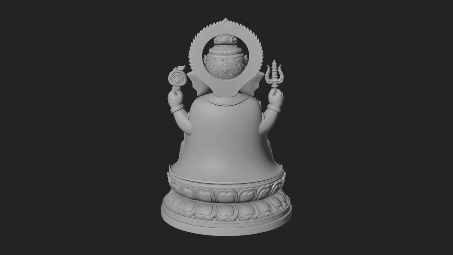 Seated Ganesha on Lotus Statue Design 6 3D Print Model 3D Model