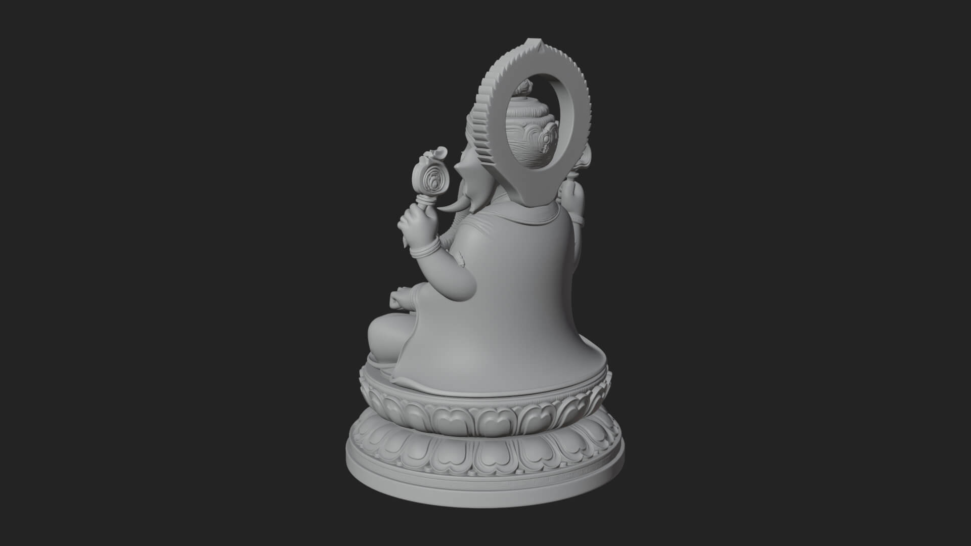 Seated Ganesha on Lotus Statue Design 6 3D Print Model 3D Model