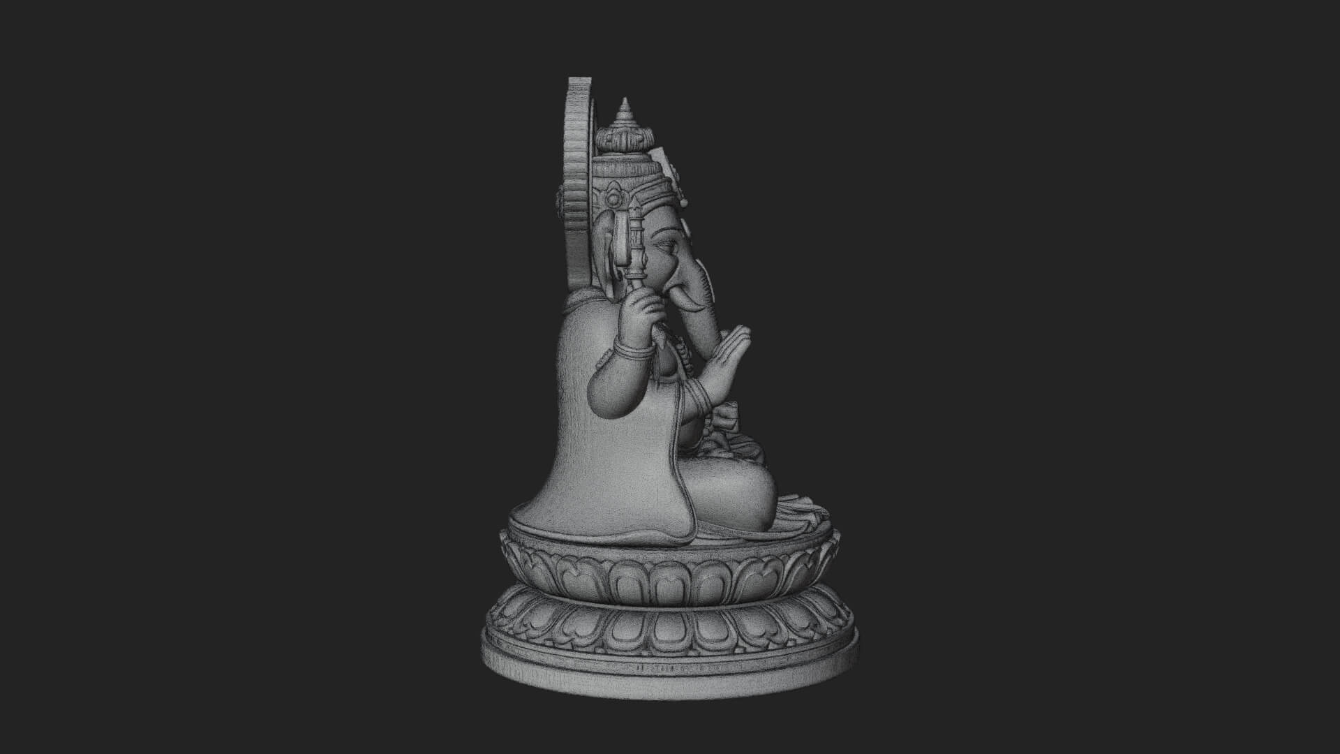Seated Ganesha on Lotus Statue Design 6 3D Print Model 3D Model