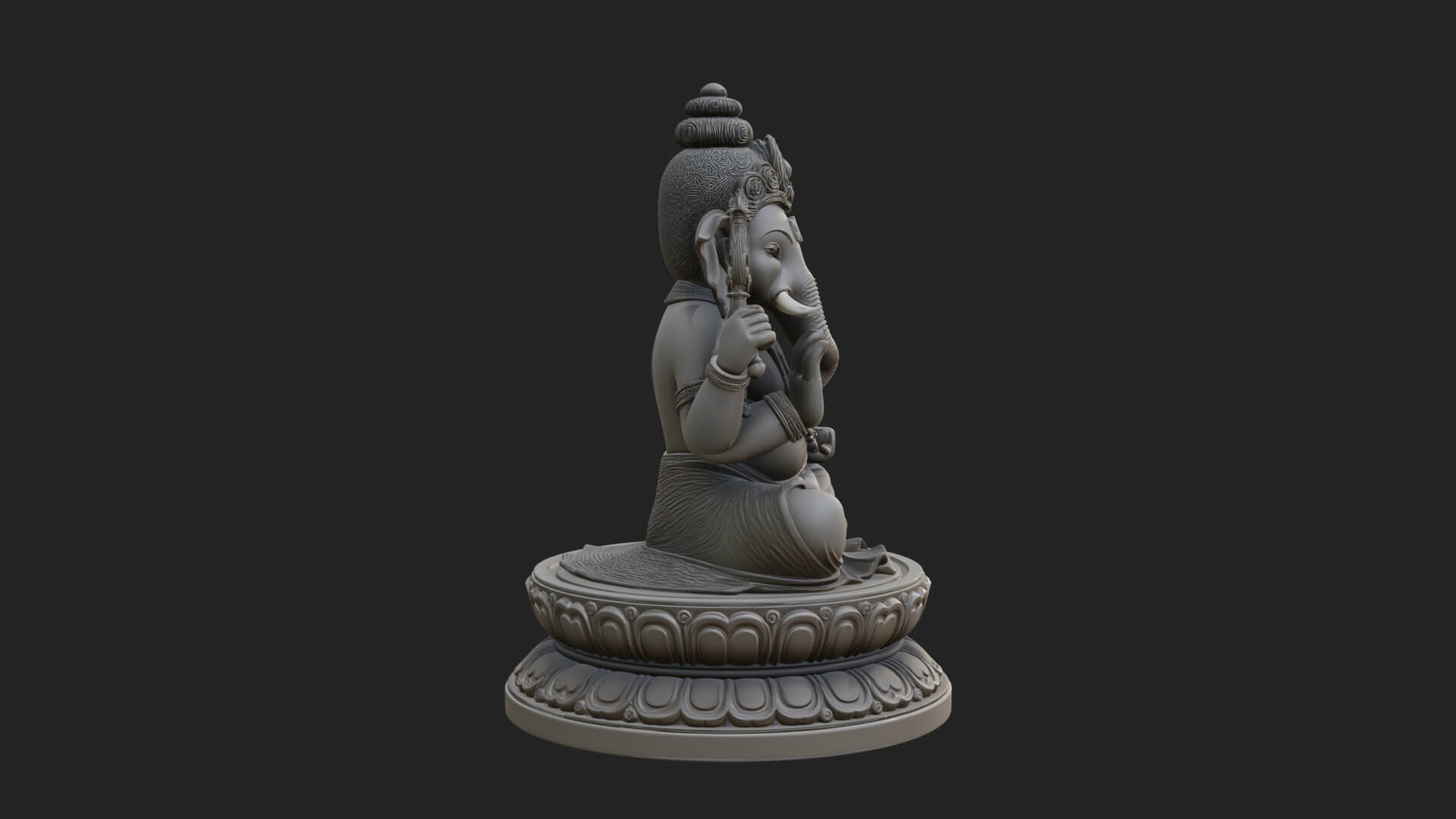 Seated Ganesha on Lotus Statue Design 7 3D Print Model 3D Model