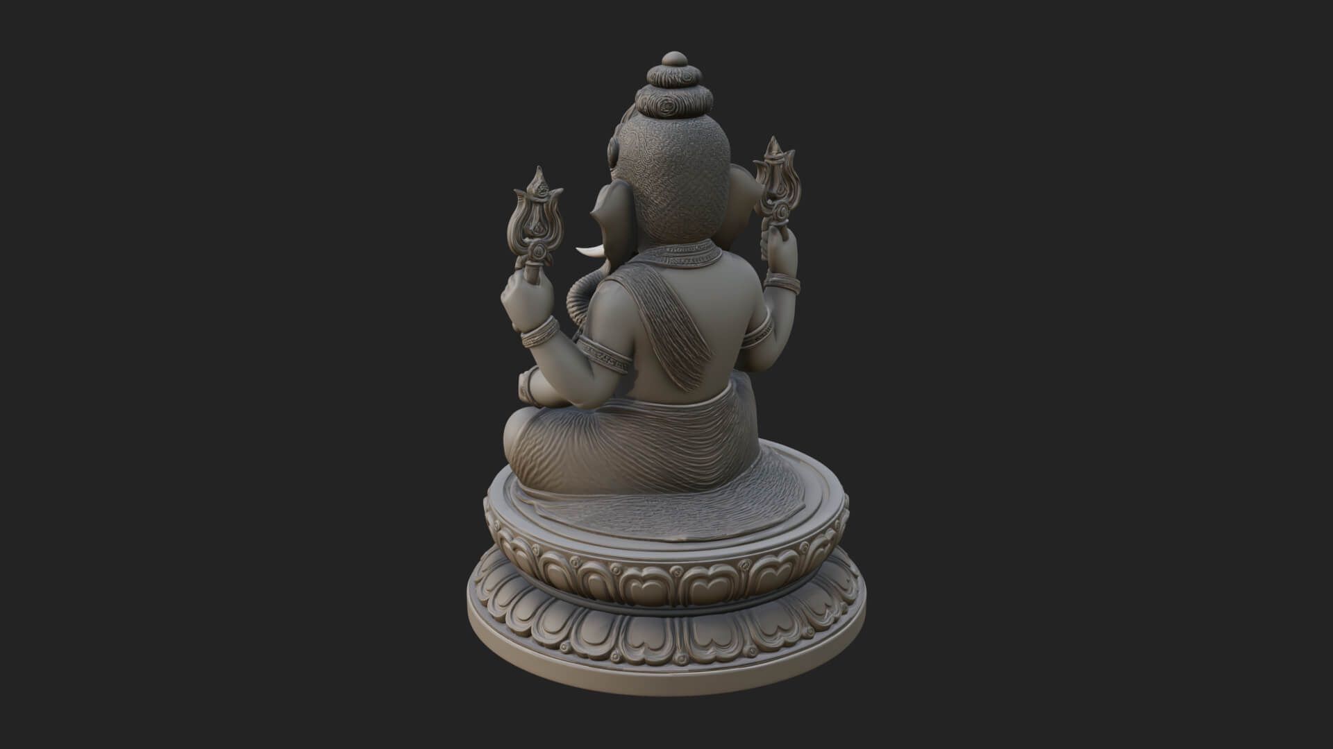 Seated Ganesha on Lotus Statue Design 7 3D Print Model 3D Model