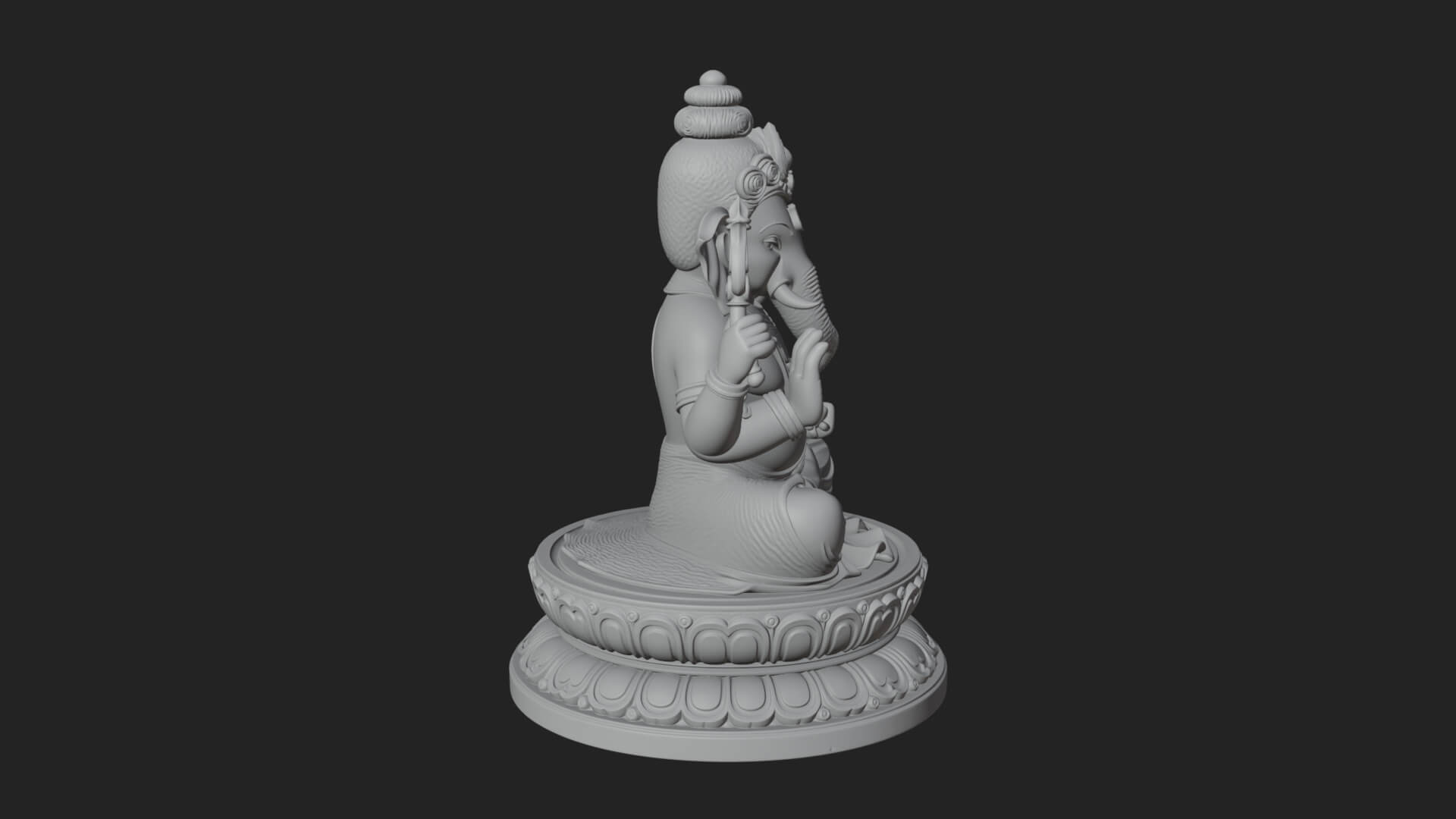 Seated Ganesha on Lotus Statue Design 7 3D Print Model 3D Model
