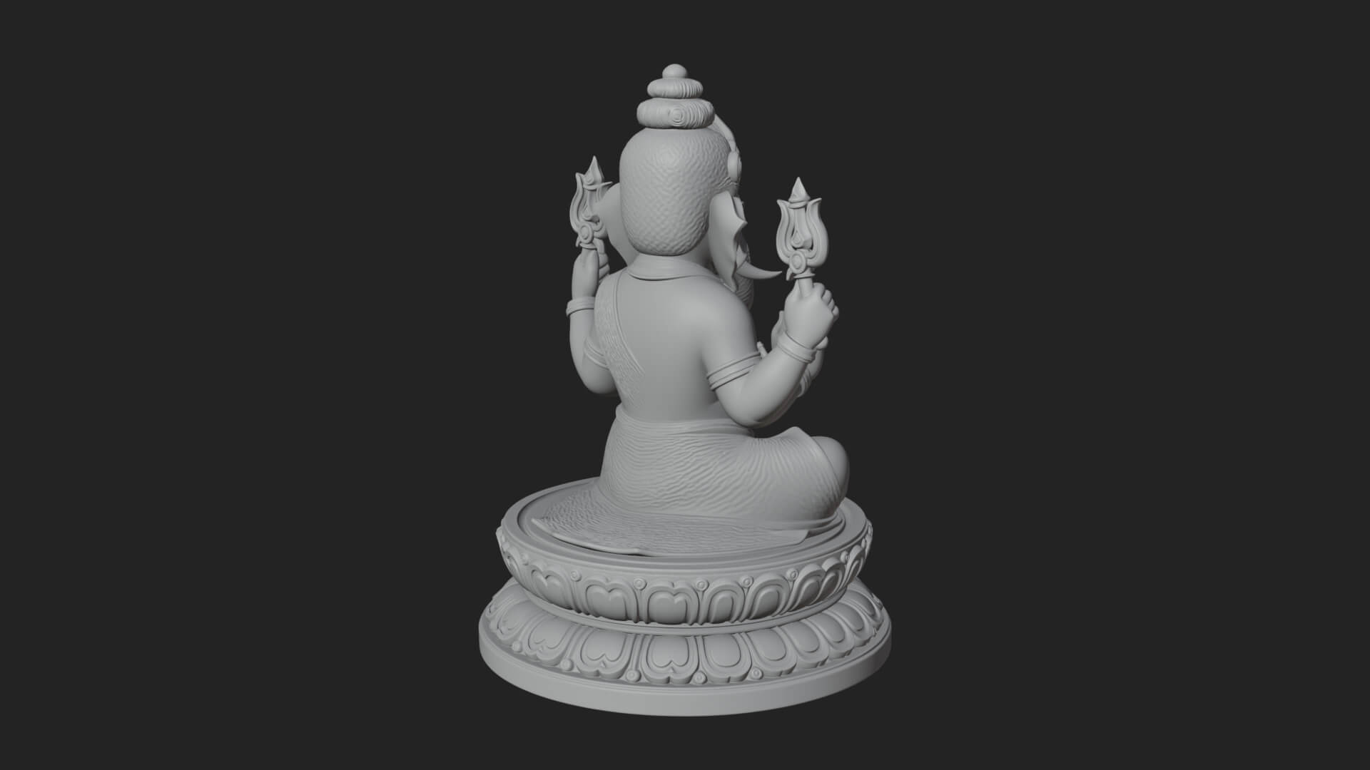 Seated Ganesha on Lotus Statue Design 7 3D Print Model 3D Model