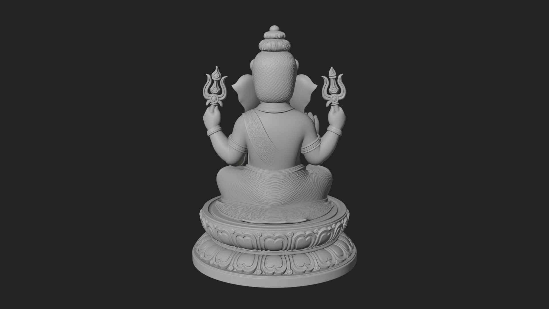 Seated Ganesha on Lotus Statue Design 7 3D Print Model 3D Model